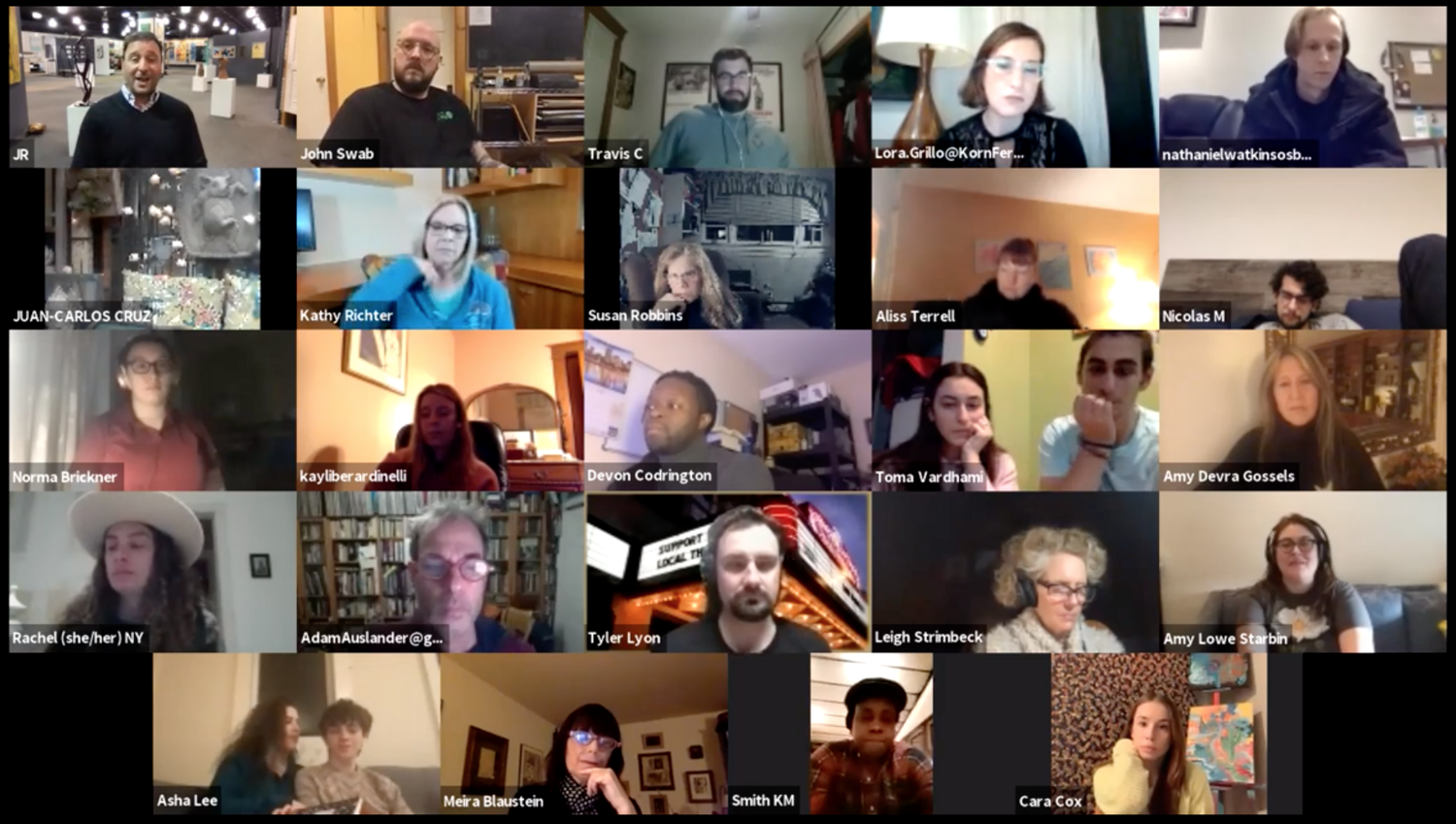 Jeremy Rosen and John Swab (upper left) speaking with class participants.