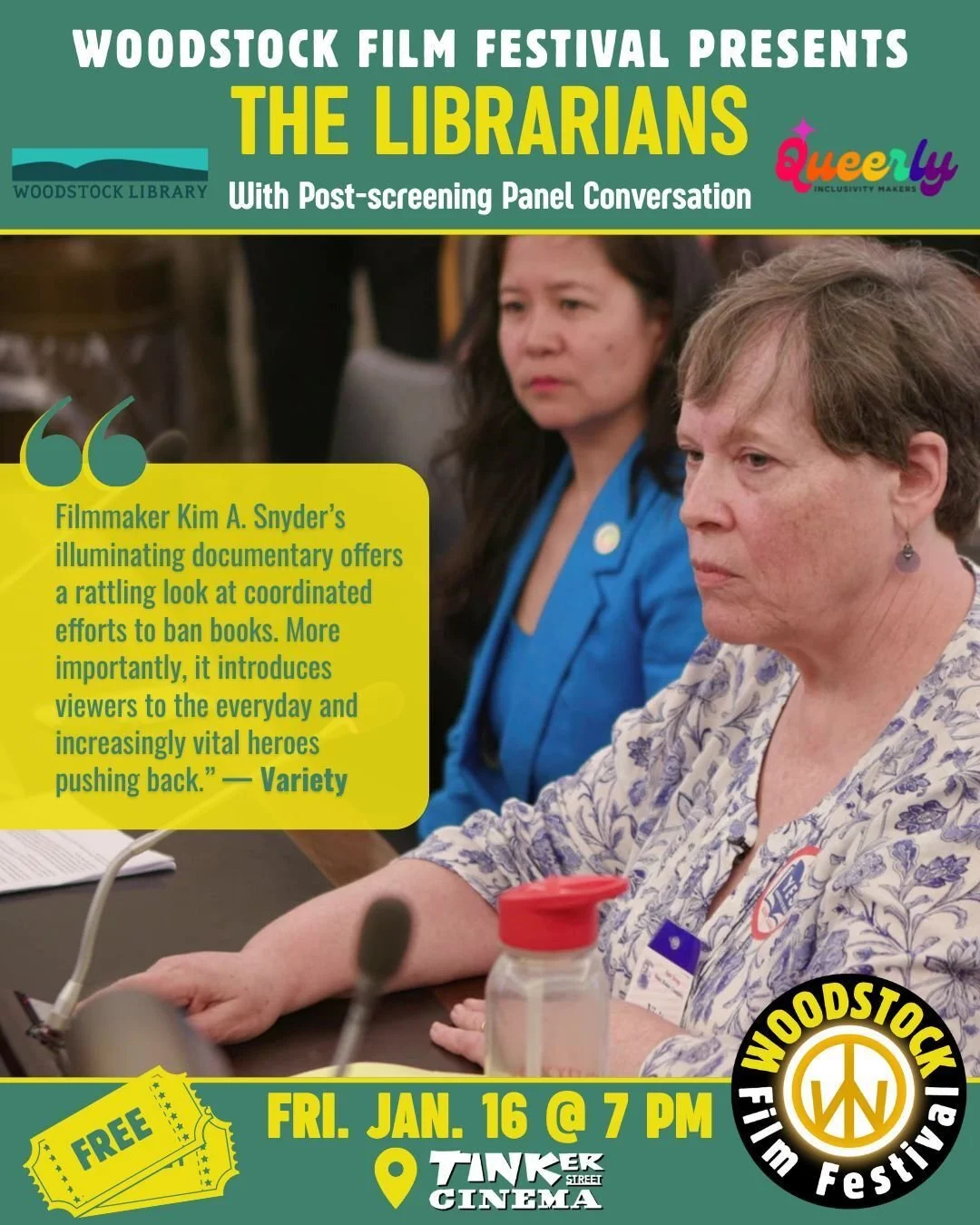Join us for a FREE, encore screening of THE LIBRARIANS, followed by a powerful conversation moderated by Jennifer Brown, award-winning author and global DEI leader. Panelists include Ivy Gocker (Director, Woodstock Library), Janique Robillard (Oscar-
