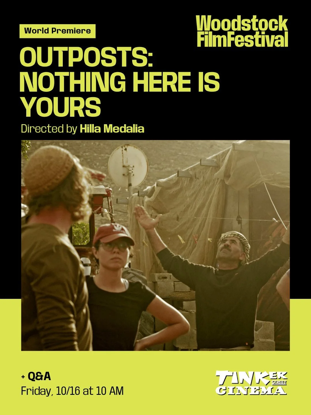 Doron Meinrath, one of the leading activists in the West Bank and a member of "Looking the Occupation in the Eye," is joining us for a Q&amp;A after the World Premiere of OUTPOSTS: NOTHING HERE IS YOURS alongside Director Hilla Medalia, Pro