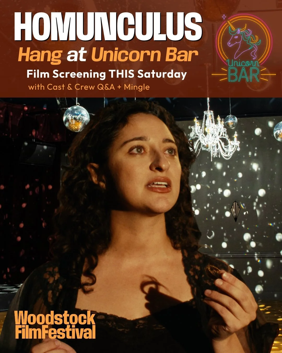 It&rsquo;s a film! It&rsquo;s a play! It&rsquo;s......HOMUNCULUS, screening TOMORROW, 10/17 at Unicorn Bar! 🦄 Join us for a super special evening at one of the coolest local haunts in Kingston for one of the coolest indie films showing at the Woodst