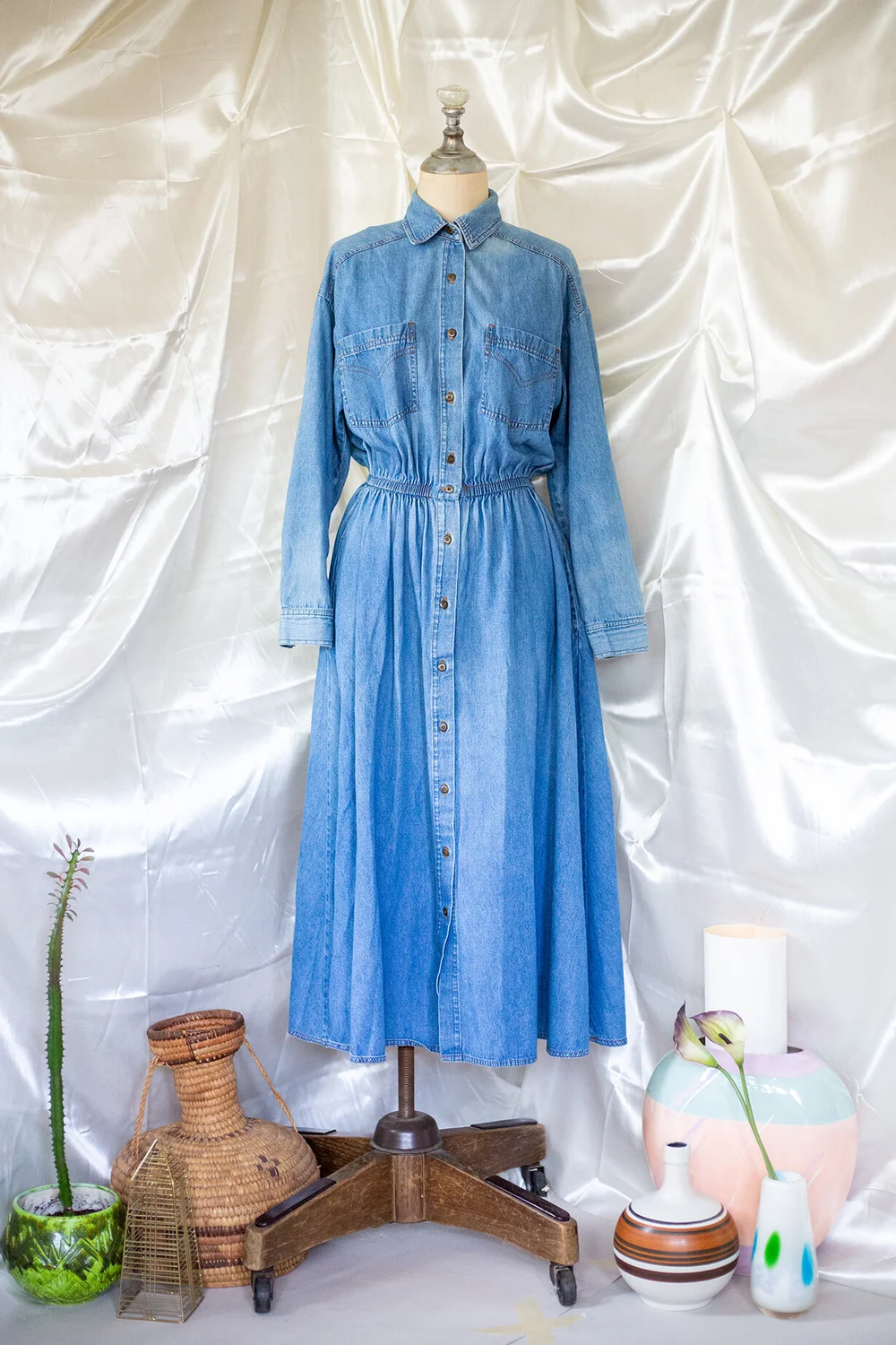 Vintage 90s Cowgirl Denim Dress S M — Dolliwolf by Ladywolf