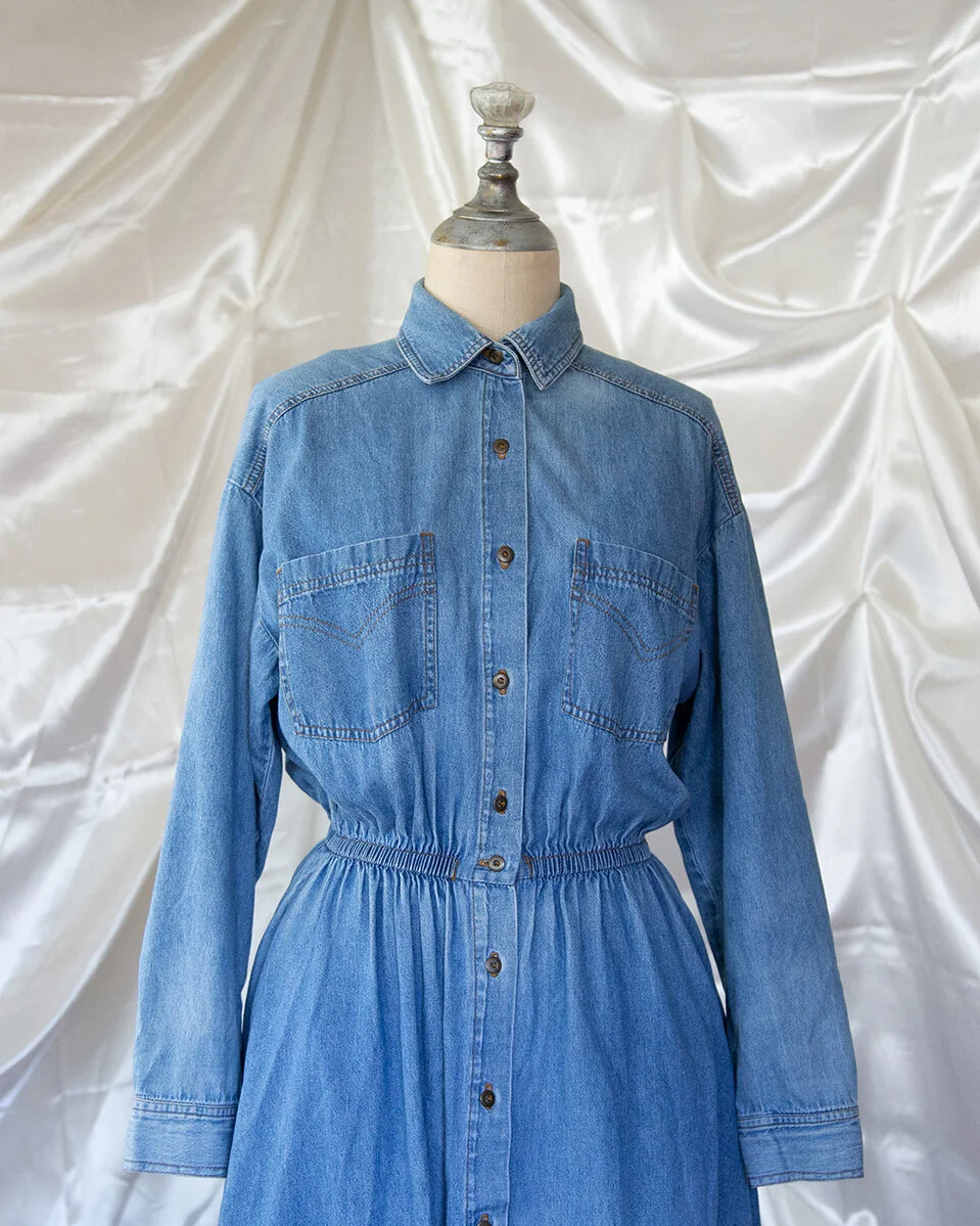 Vintage 90s Cowgirl Denim Dress S M  Dolliwolf by Ladywolf