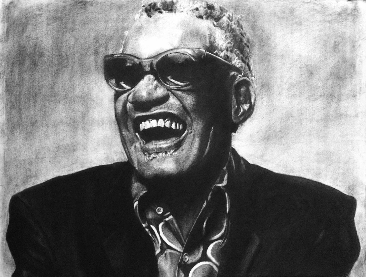 Portrait of Ray Charles from photo by Norman Seeff.