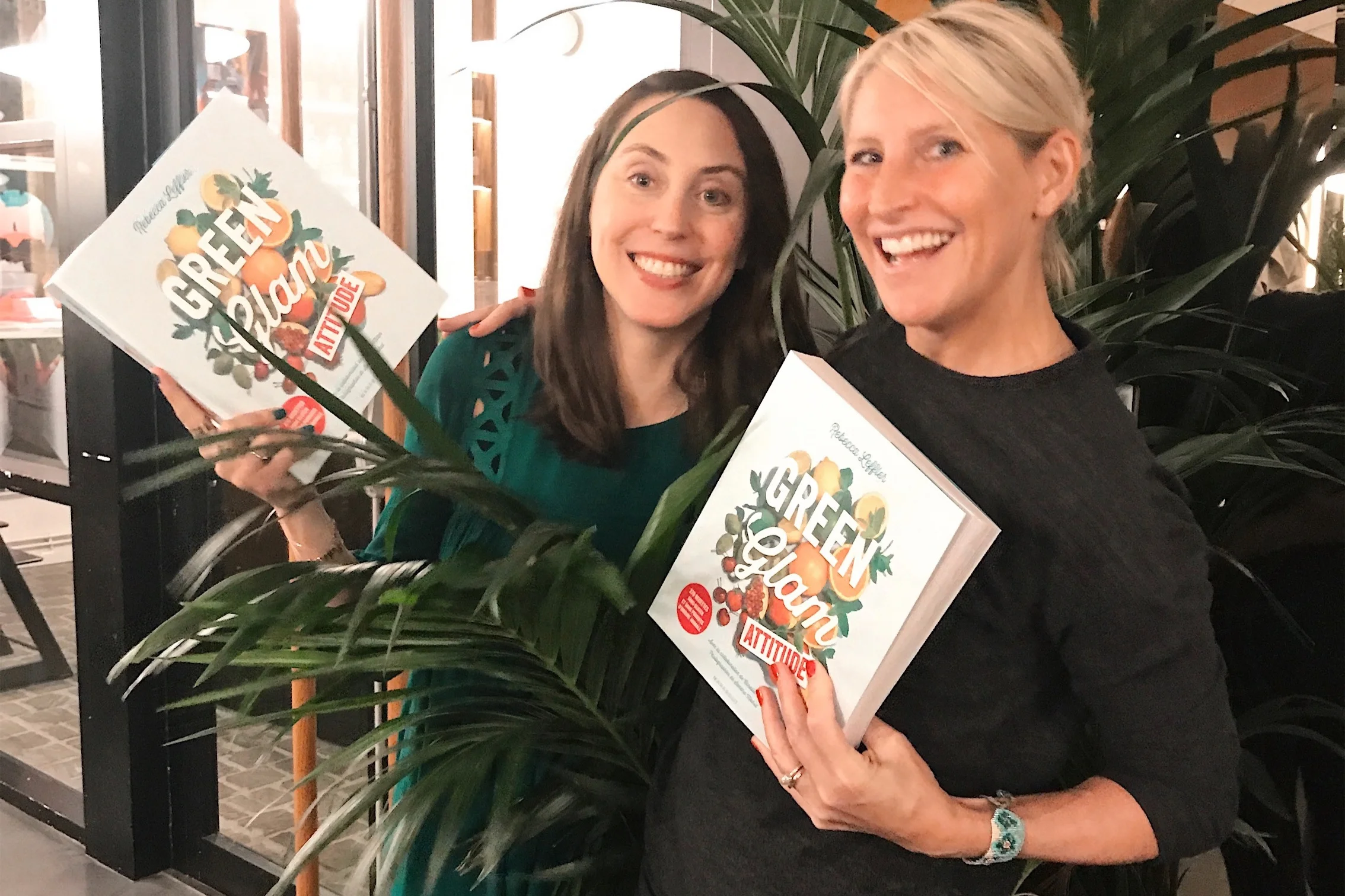 Rebecca Leffler and Susan Oubari at Green Glam book release in Paris, October 2017.