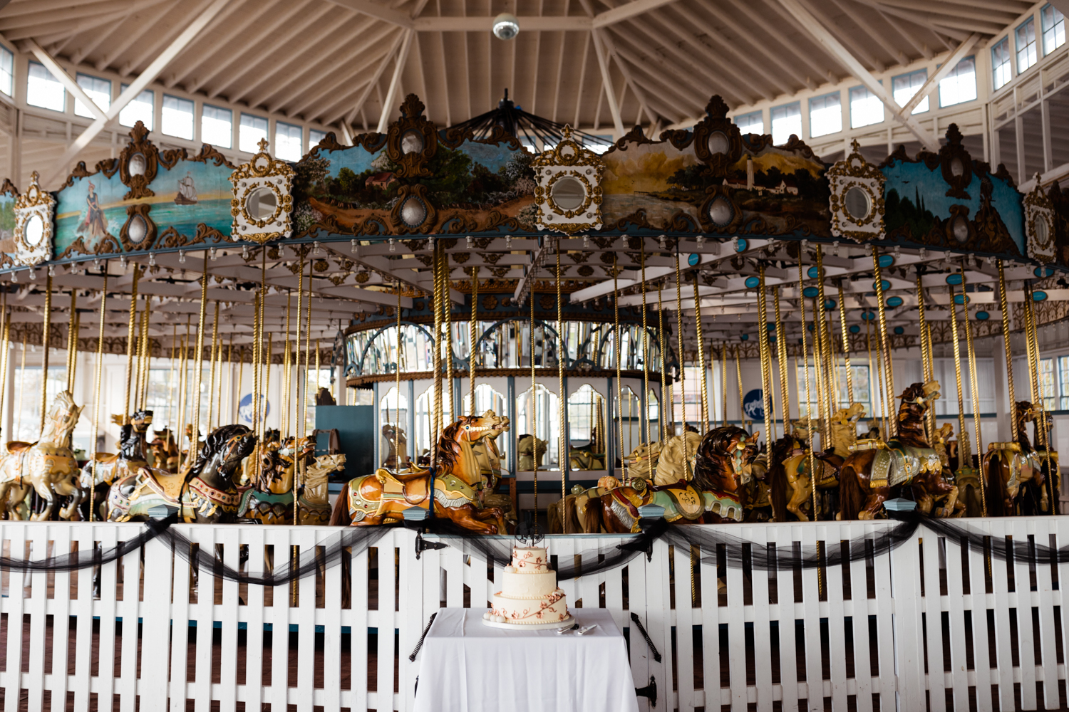 Halloween themed wedding cake with carousel 