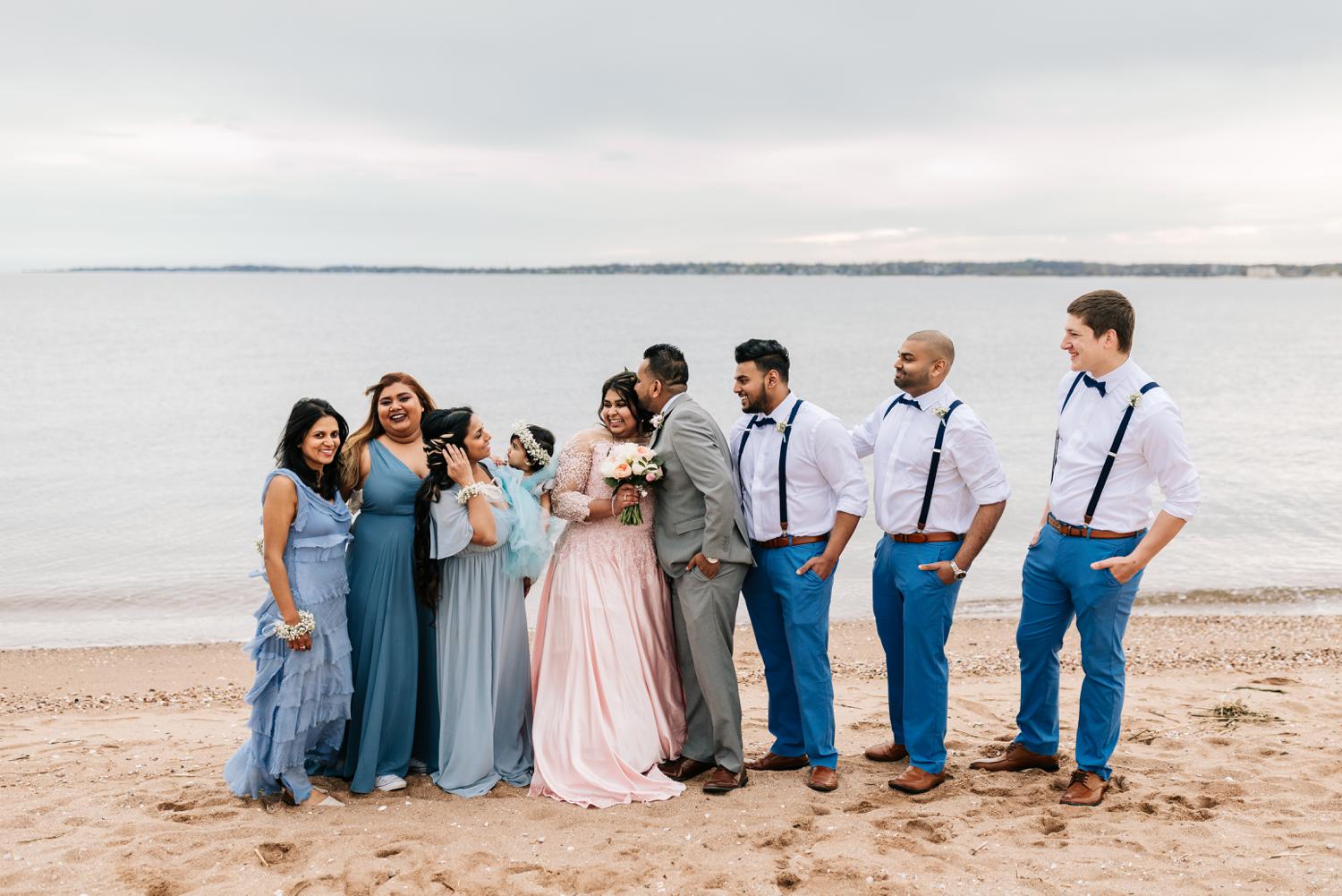 Bridal party on the beach