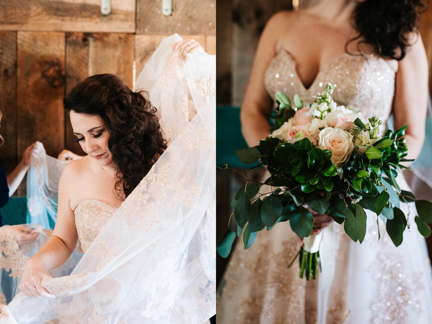 Bride holding spring wedding bouquet in Santa Fe