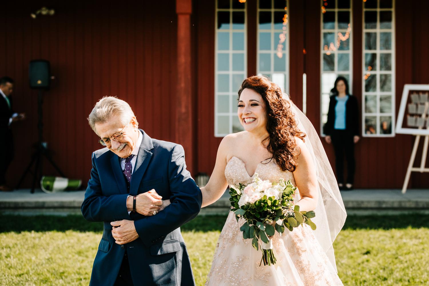 Father walking bride down aisle for music themed Santa Fe wedding