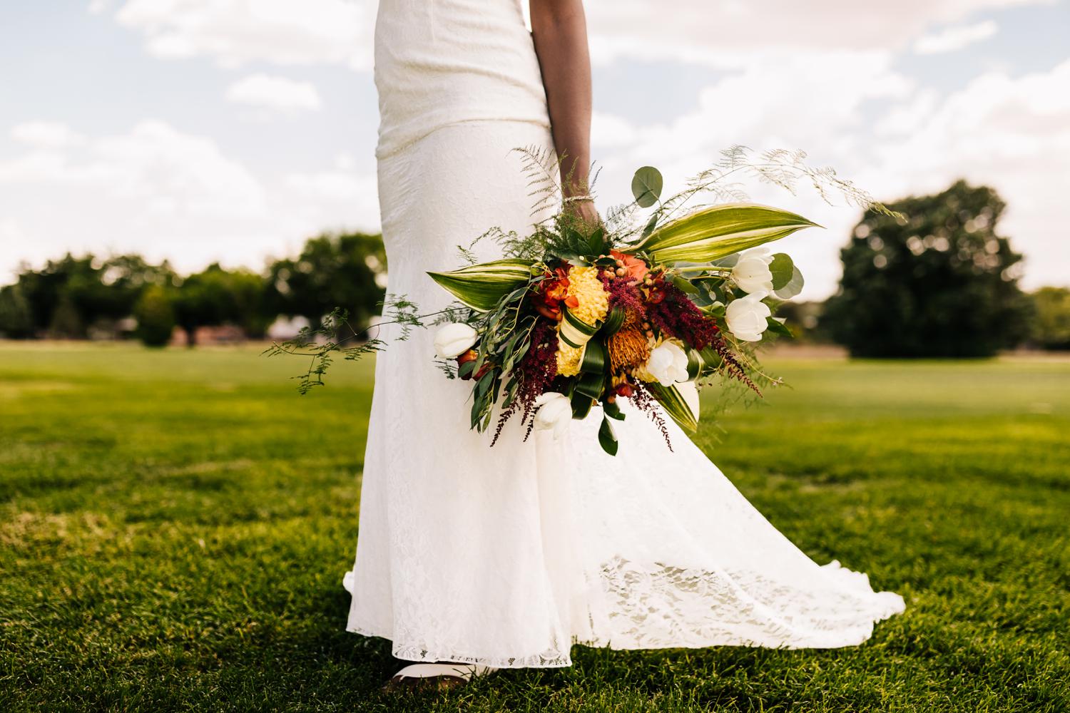 Tropical, vibrant, colorful wedding bouquet for Albuquerque, New Mexico wedding
