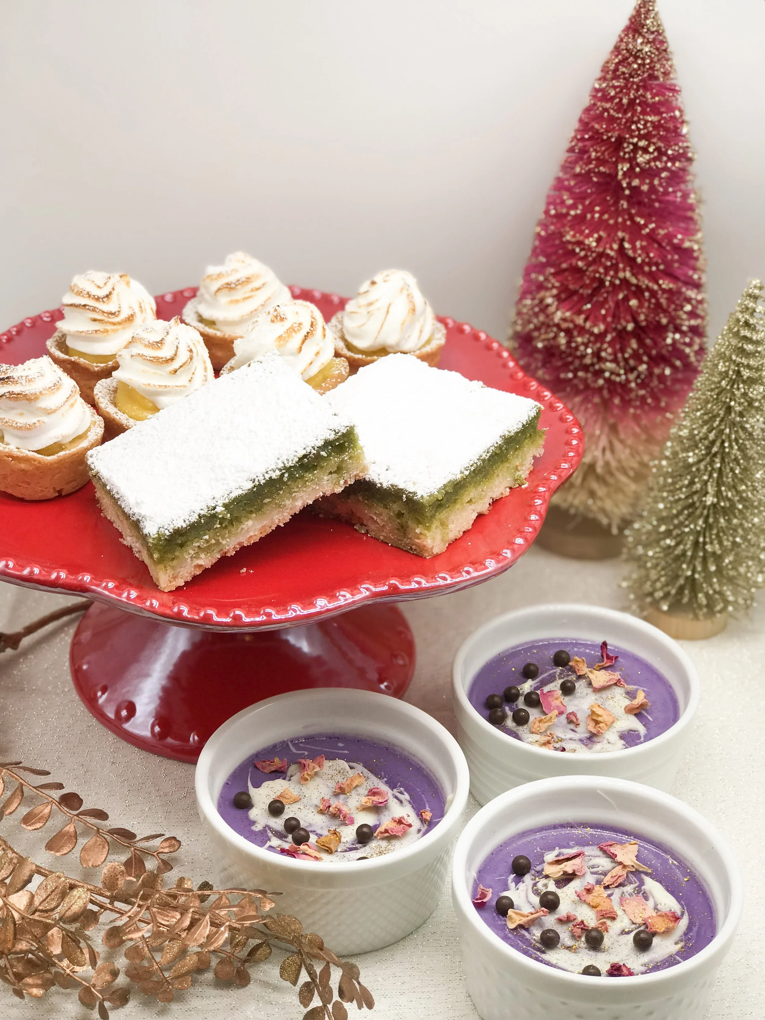 Sweet Condesa will be serving a dessert sampler consisting of Brazo de Mercedes Tartlet, Pandan Coconut Bar and Ube Panna Cotta at Parol Fest this year.