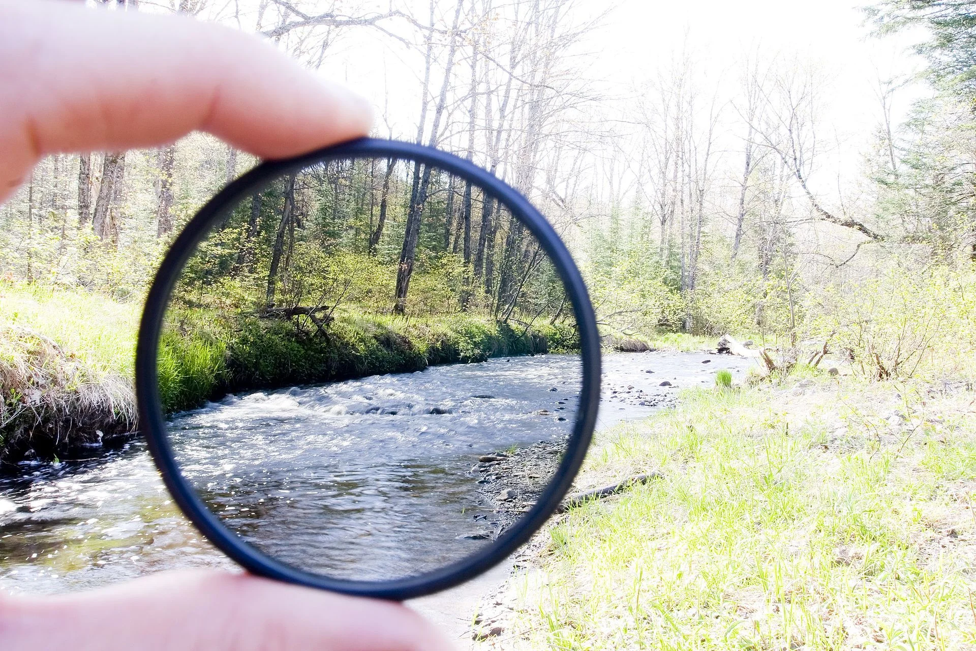A neutral density filter. The photo was exposed for the light passing through the ND filter. (Source: Wikipedia. By Robert Emperley from Strasbourg, Alsace, France - silver falls 21Uploaded by NotFromUtrecht, CC BY-SA 2.0, https://commons.wikimedia.org/w/index.php?curid=14911371)