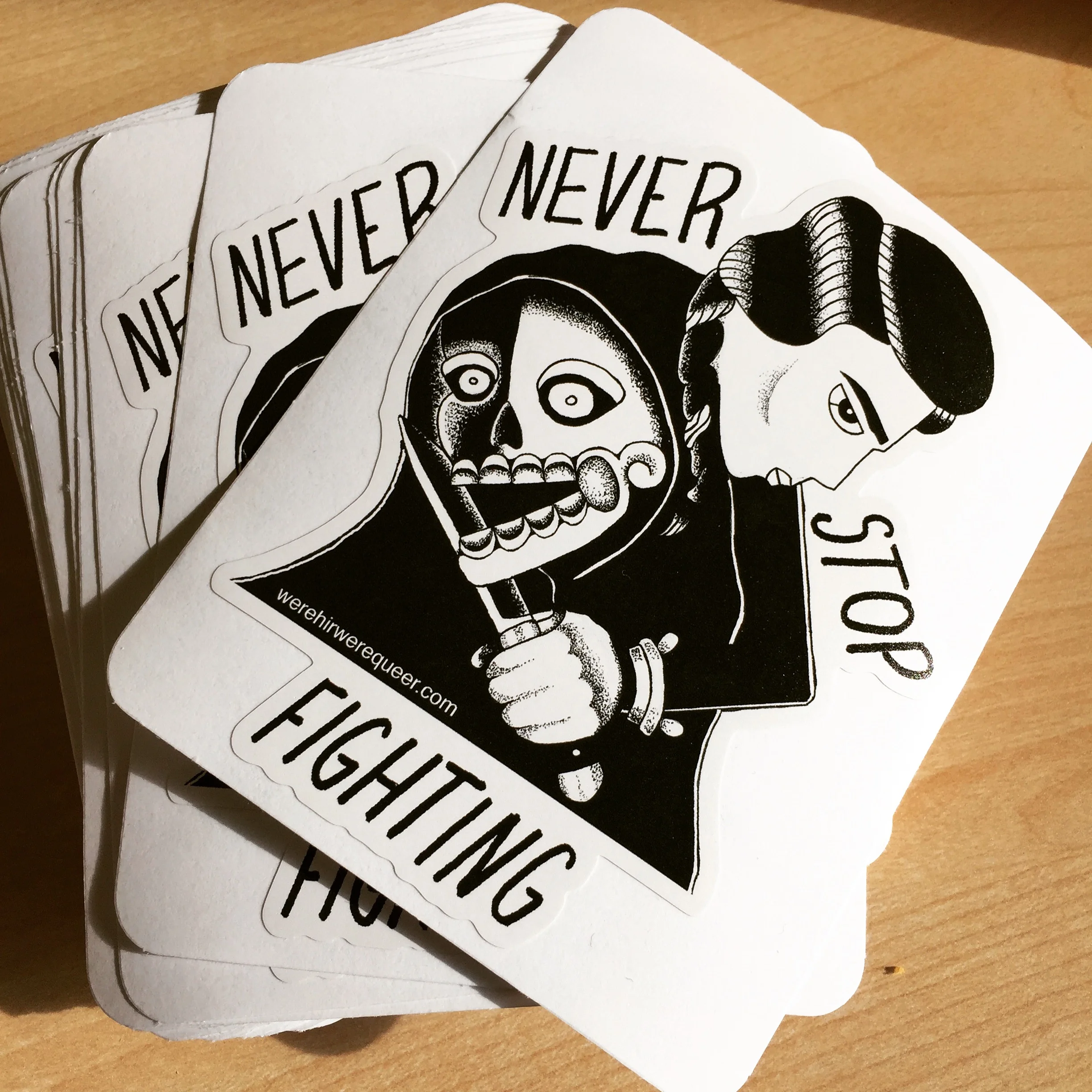 Never Stop Fighting die-cut sticker