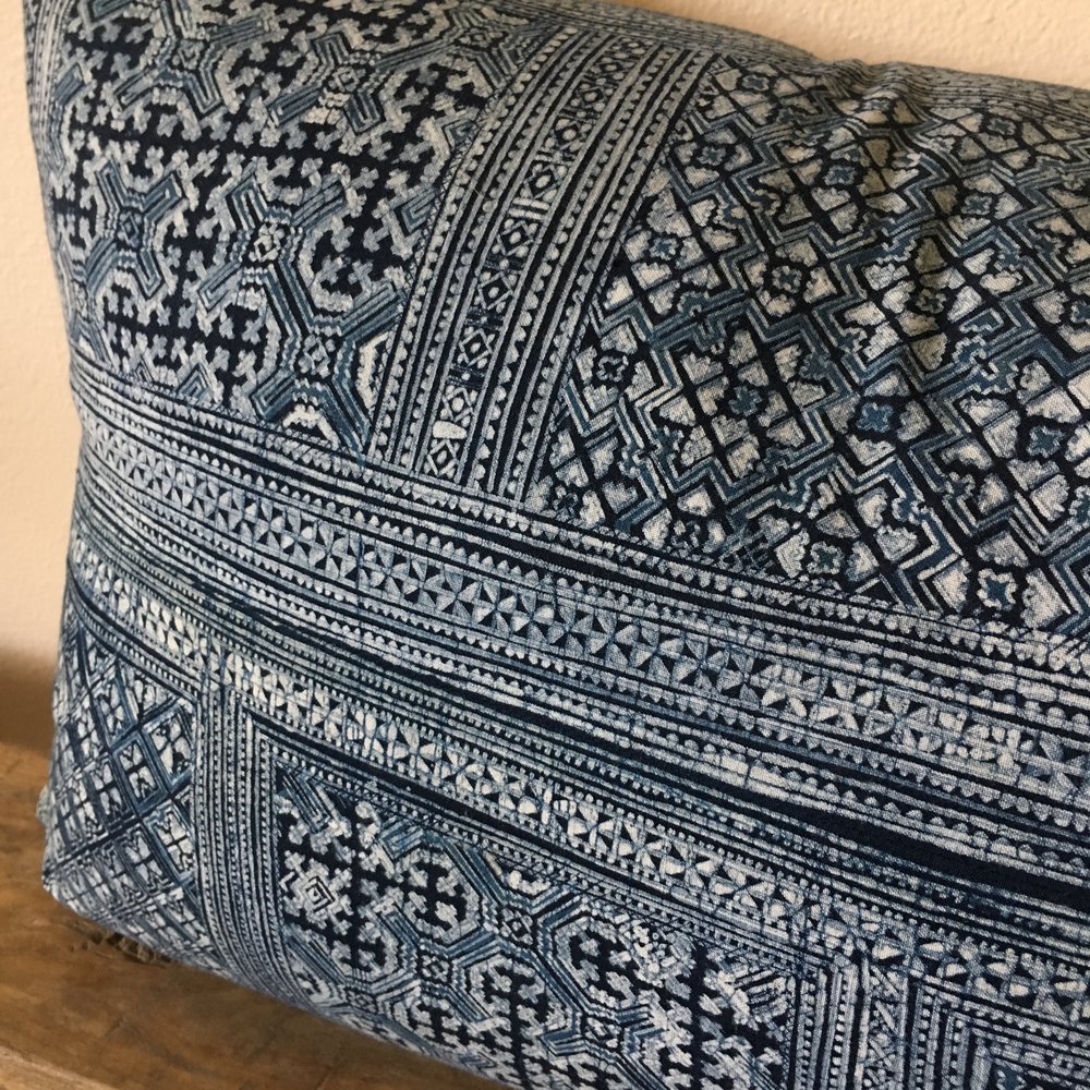 Indigo Batik Long Lumbar pillow