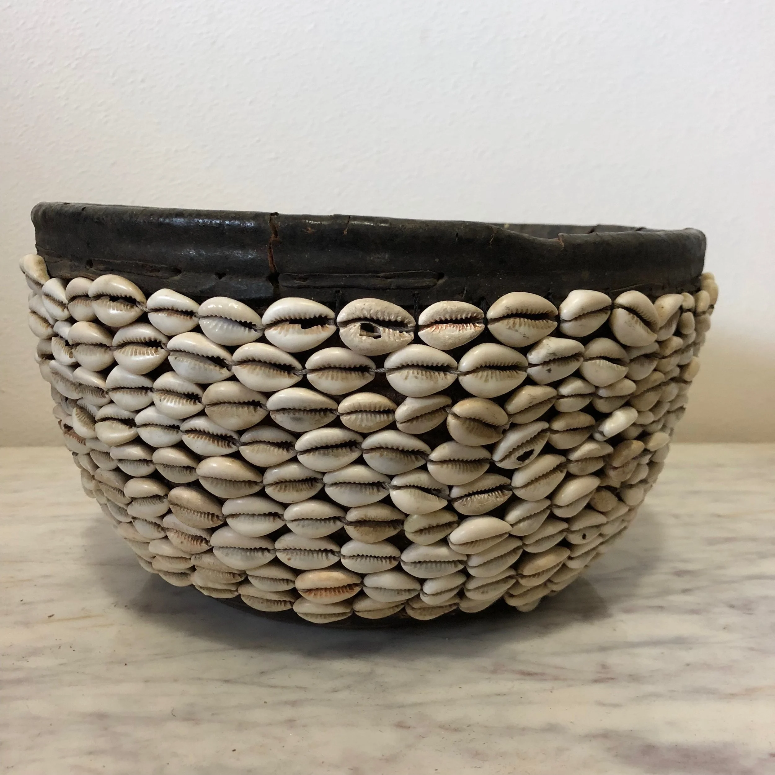 Nigerian Tribal Cowry Shell Basket