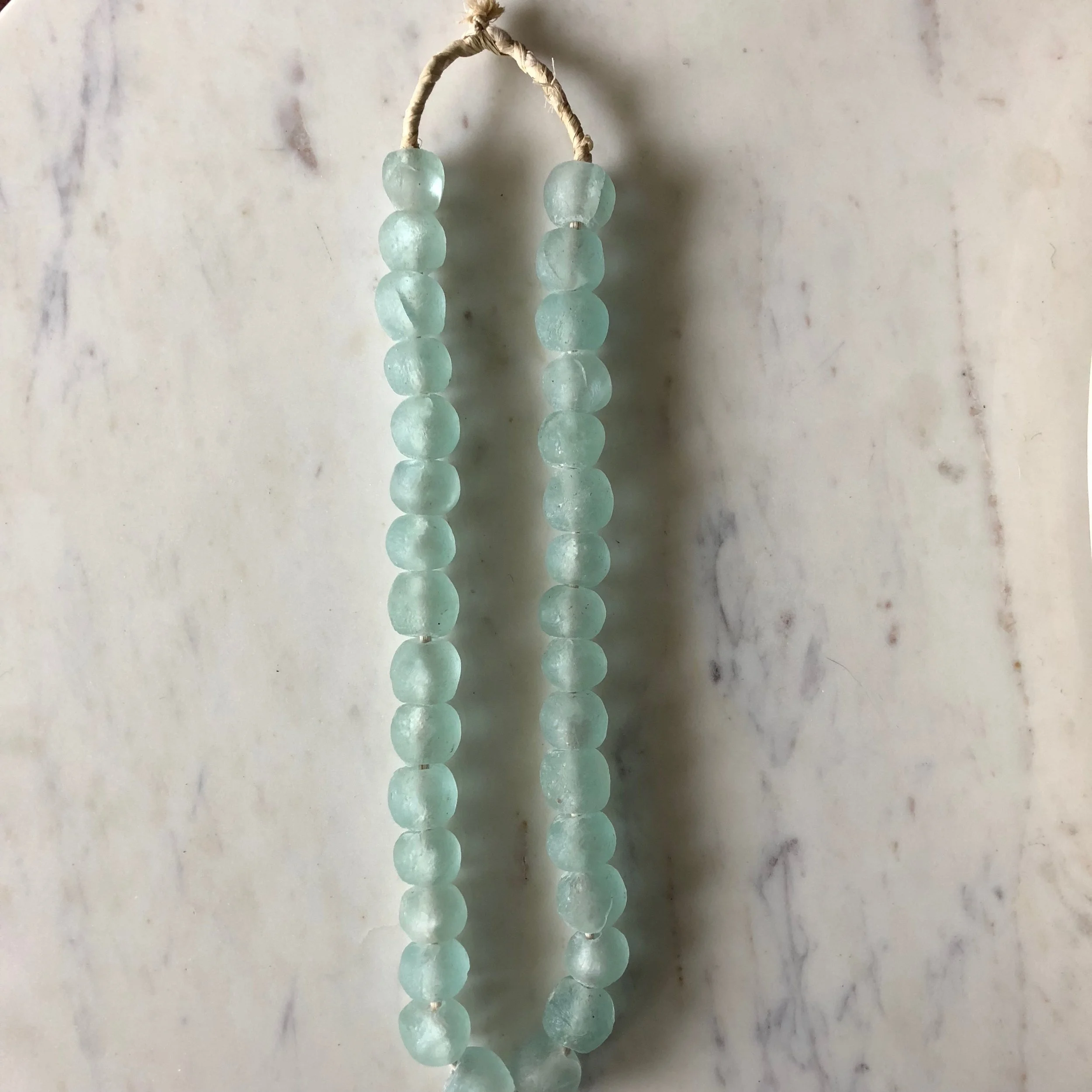 Jumbo African Glass Beads - Aqua Blue