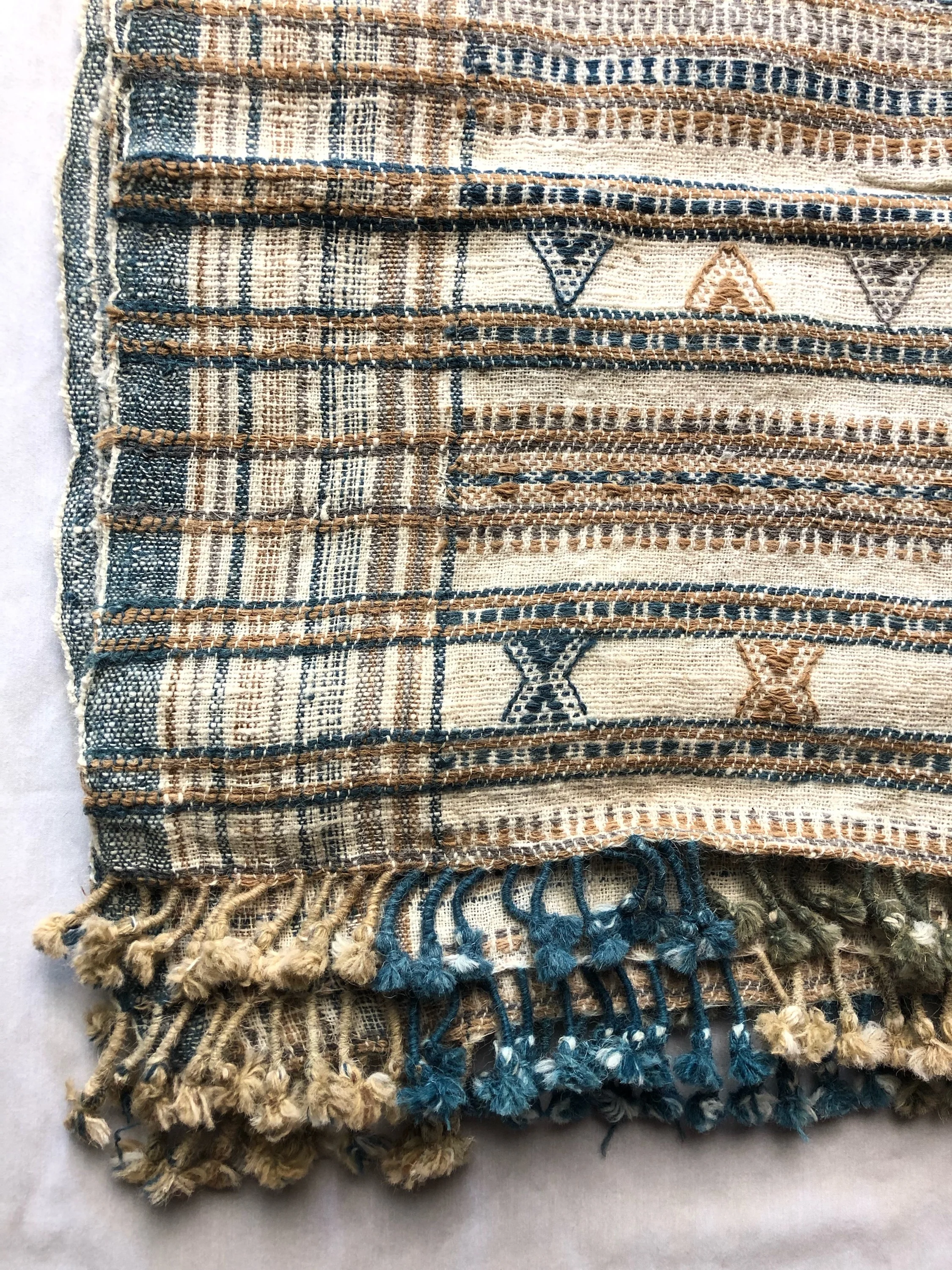 Vintage Wool Tribal Throw - Blue