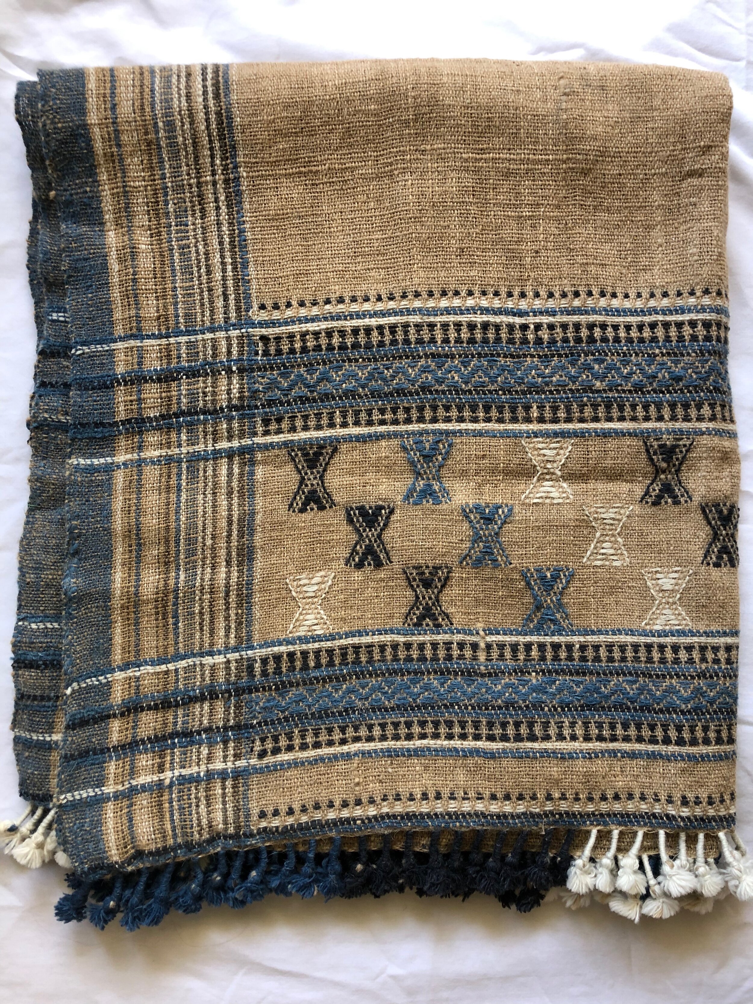 Vintage Wool Tribal Throw - Tan