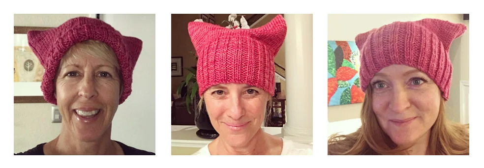 (L-R) Lisa, Patrice and Sam in their PussyHats!