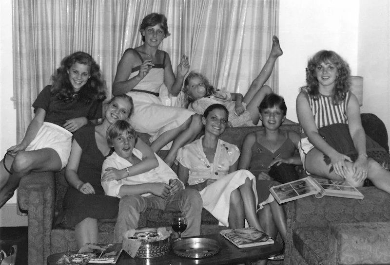 Here we are in 1980 at my sister Donna’s swinging student apartment (U of Guelph). Butter tarts and wine…no wonder we get along.
