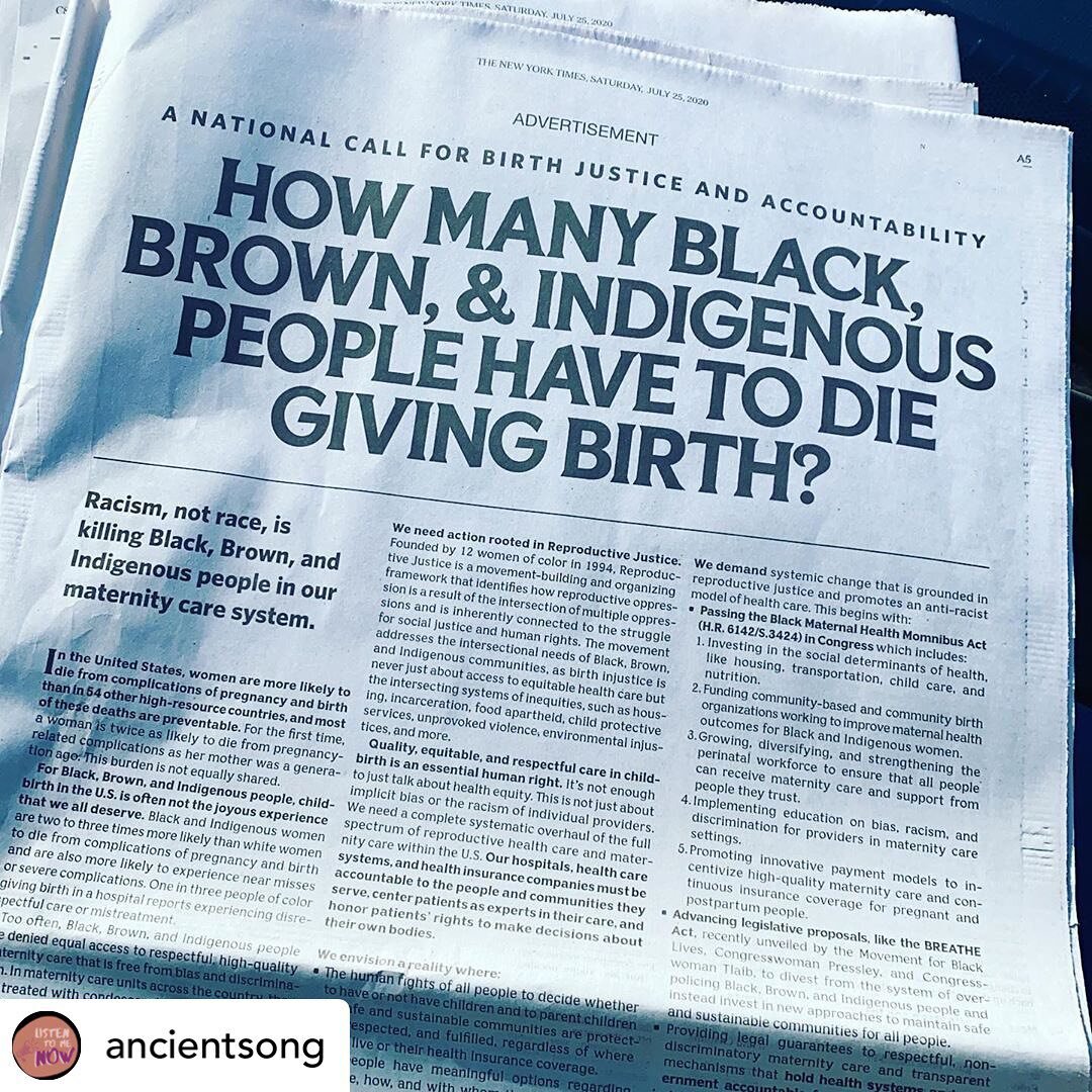 A National Call for Birth Justice AND Accountability. 
Link in bio: Demand Birth Justice 
&ldquo;A national coalition has identified concrete actions to combat the effects of racism in maternal health settings, and protect childbearing people. Add yo