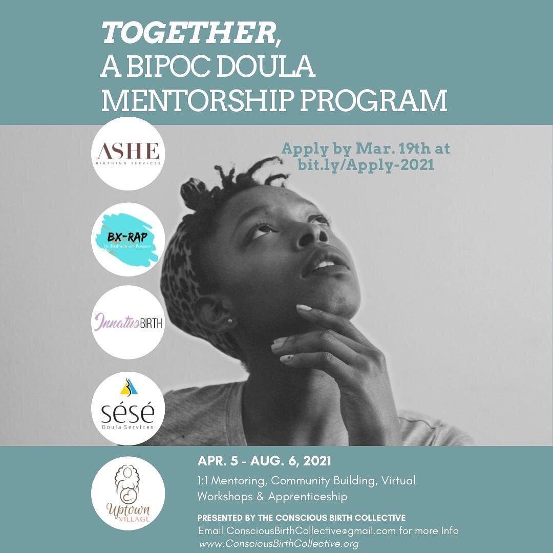 📢Together, A BIPOC Doula Mentorship Program is here! 📢📢

▫️@innatusbirth has come together with @sese_doula @ashebirthingservices @uptownvillagenyc @bxrebirthcollective and @ripeness to offer something so valuable and dynamic to birthworkers wheth