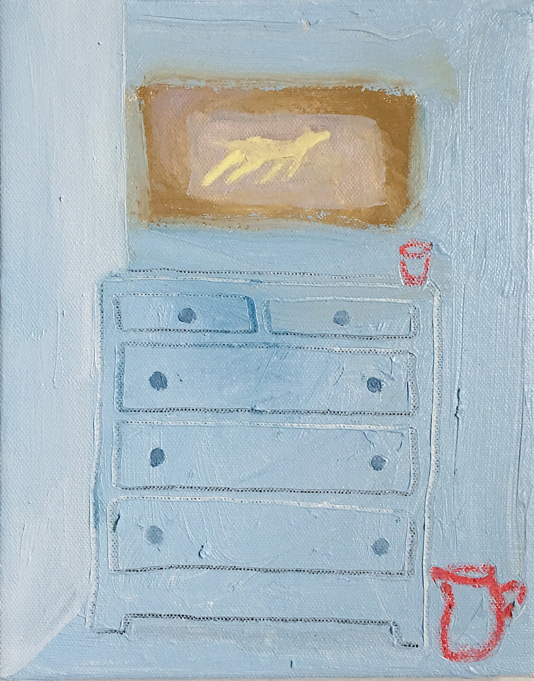  blue room   oil and graphite on canvas  10”x8” 