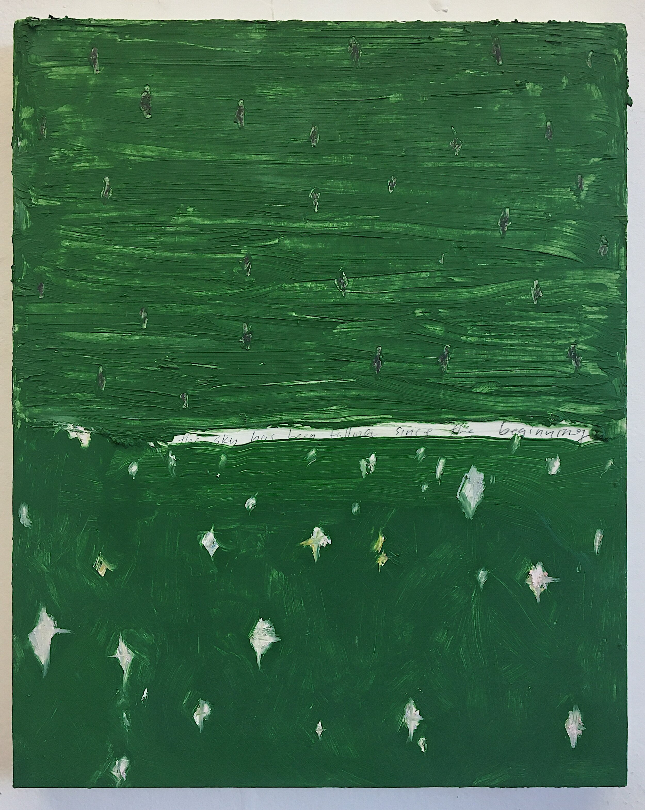  the stars have been falling since the beginning   oil and graphite on panel  8”x10” 