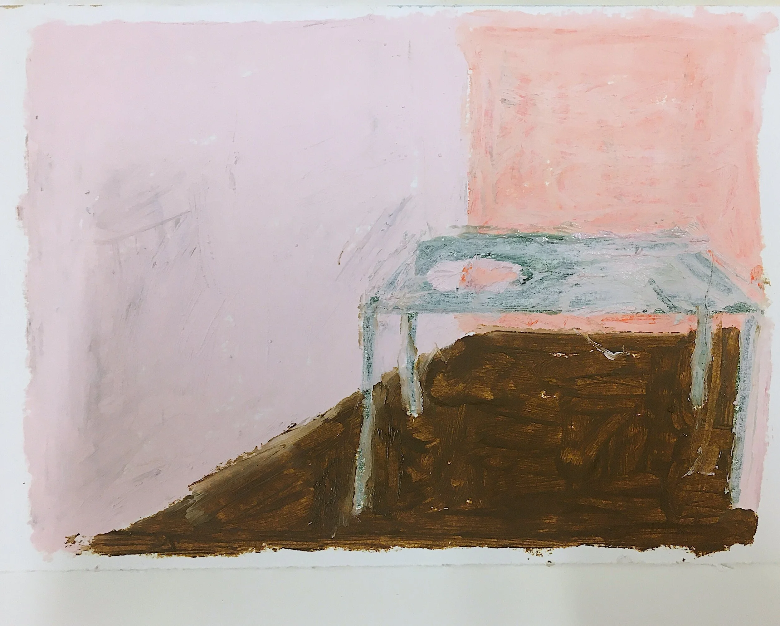  everything has a stomach, everything is hungry  oil on paper  5”x7” 