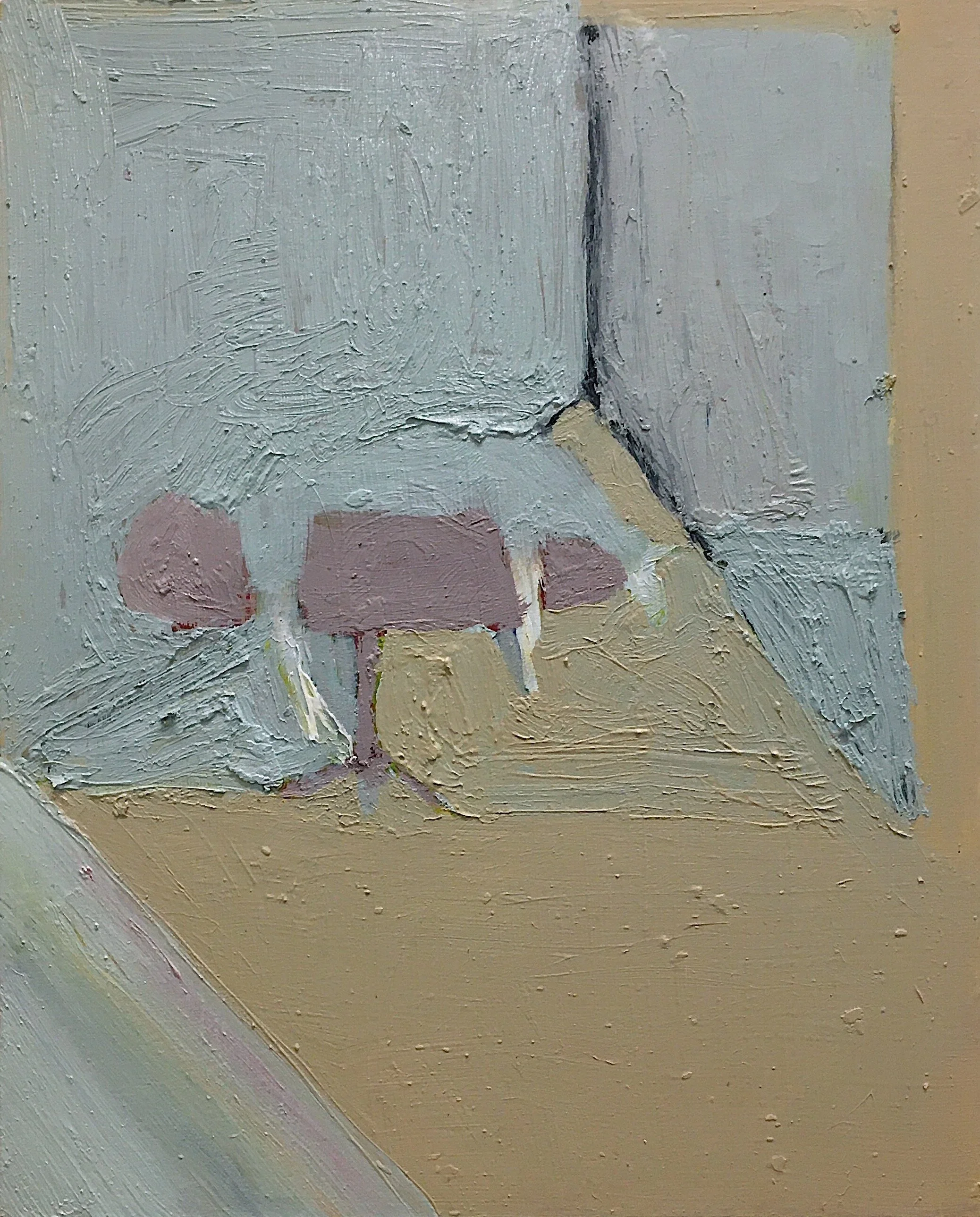  untitled figure and table  oil on panel  8”x10” 