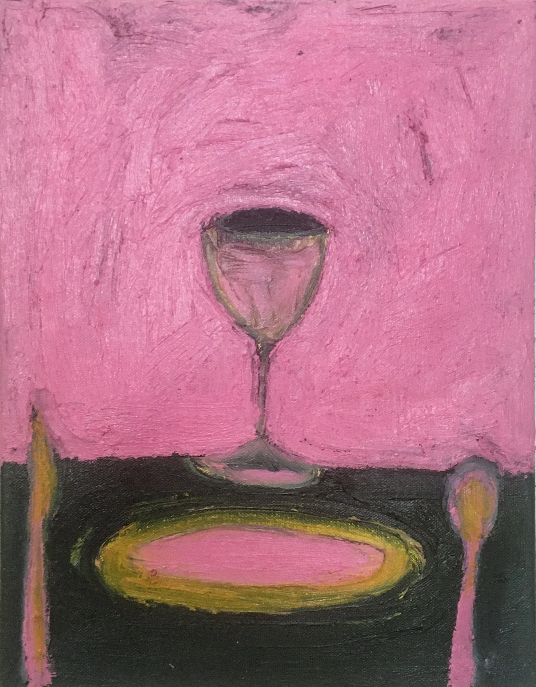  the light in the dishes  oil on canvas  14”x11” 