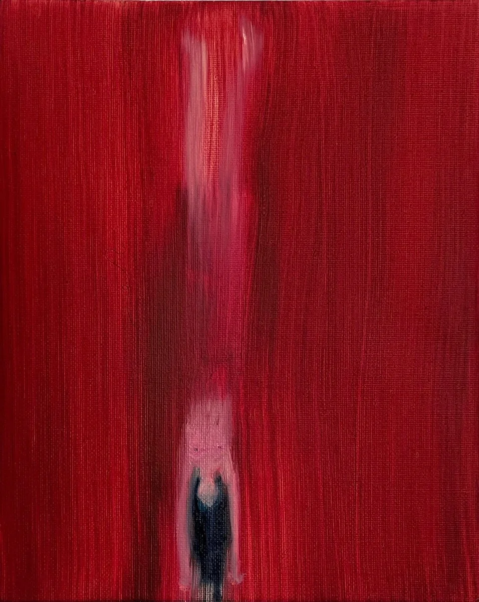  tentative diver   oil on linen  10” x8” 