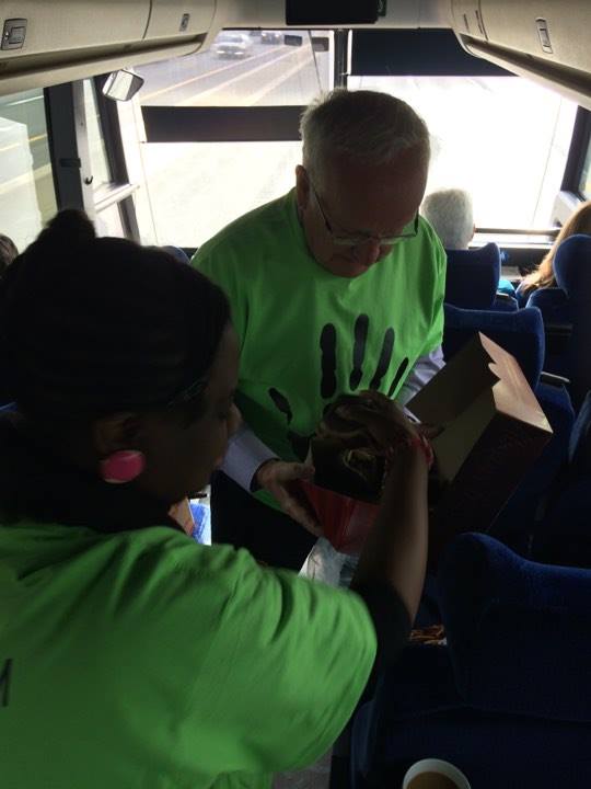 Pastor Jack serving the hungry marchers.