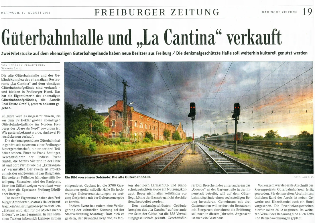 Güterbahnhalle und "La Cantina" verkauft