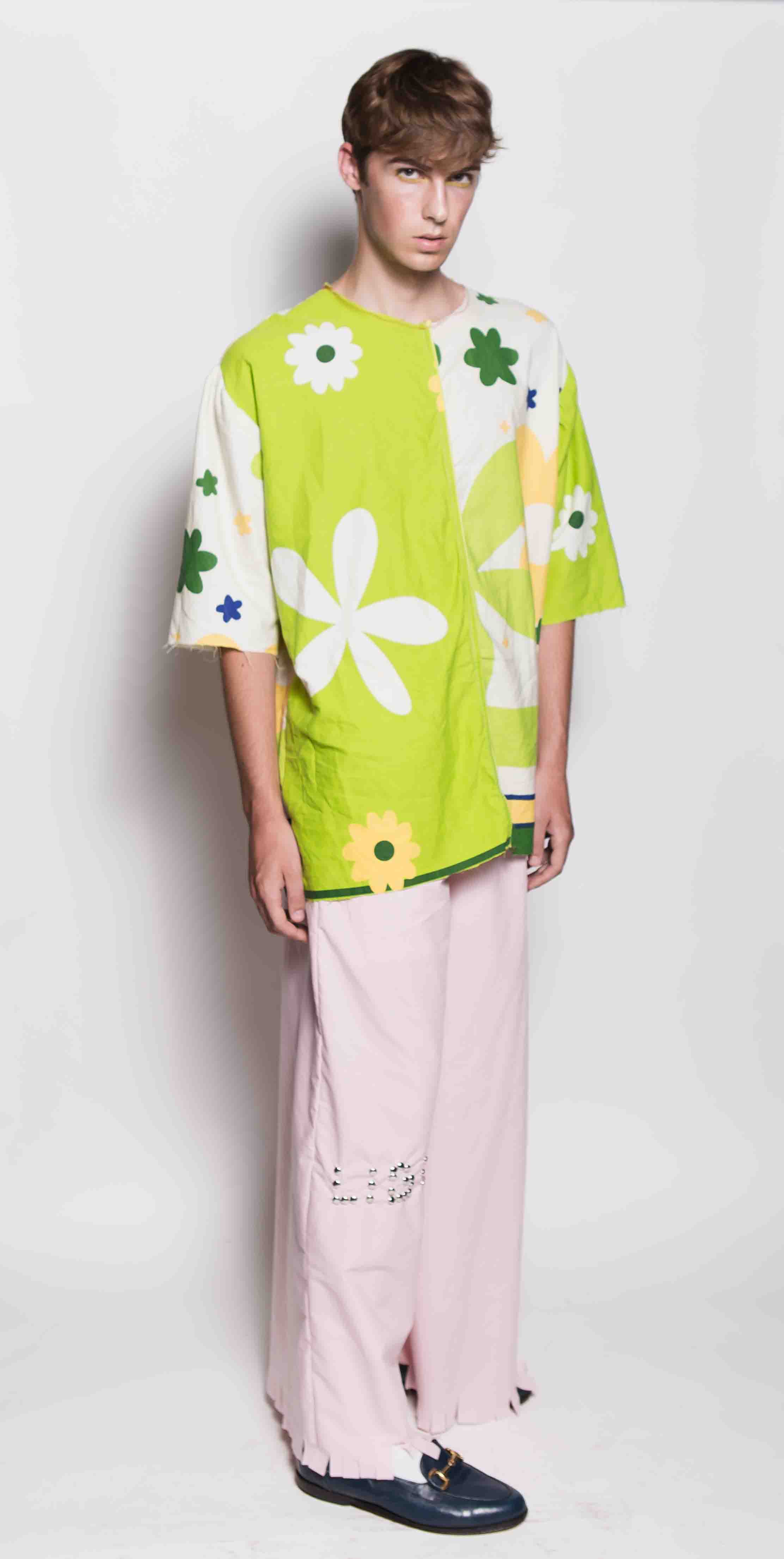 Look from a recent mini collection, top is made from a light duvet and the pants are made from bed sheets