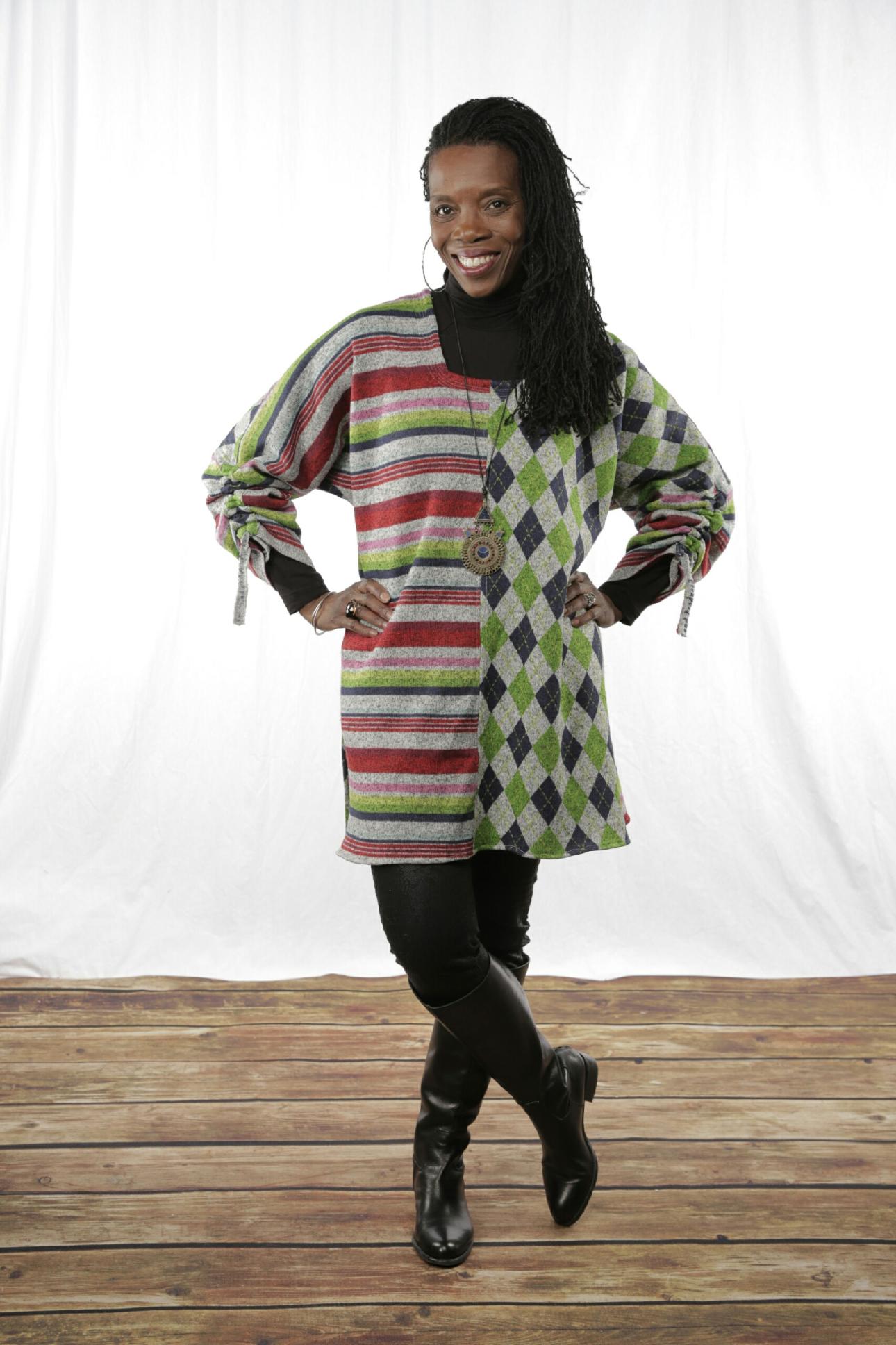 Past work featuring the signature pattern mixing, photo by Jim O'Keefe