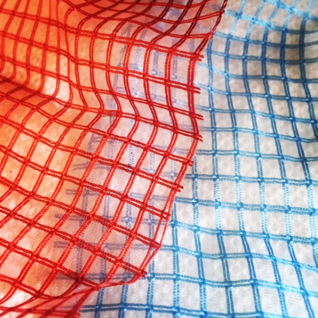 Red and Kentucky Sky Blue hand dyed fabric