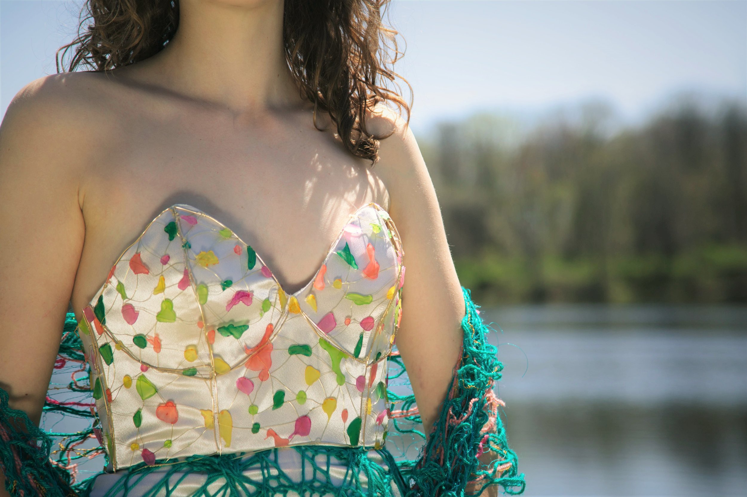 Bodice covered in wire and sea glass