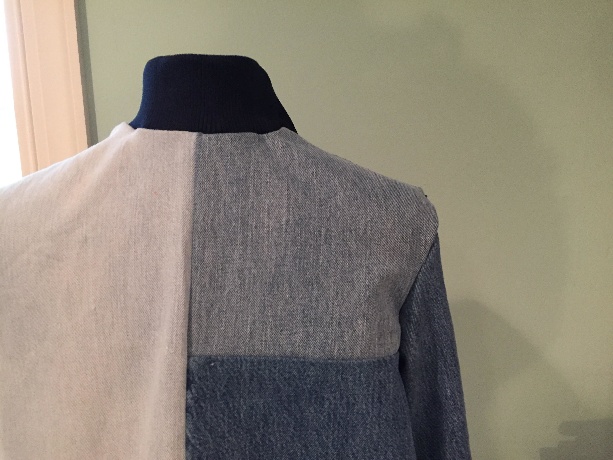 Back of a patchwork denim piece