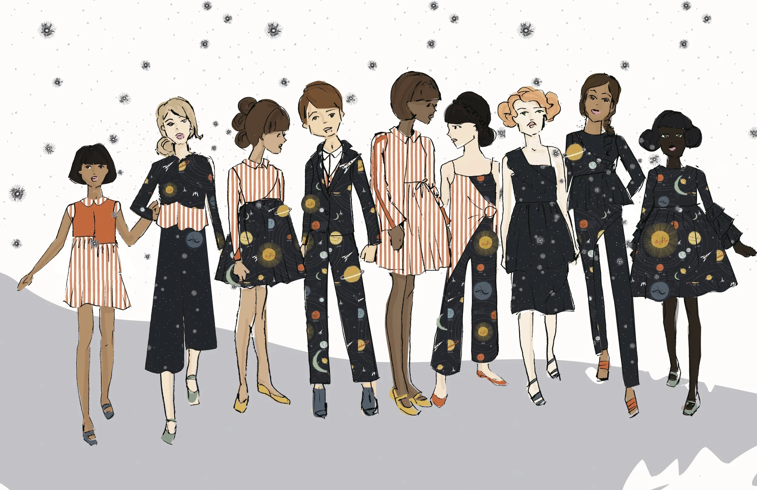 Sketches for Vivi Fall 2018.