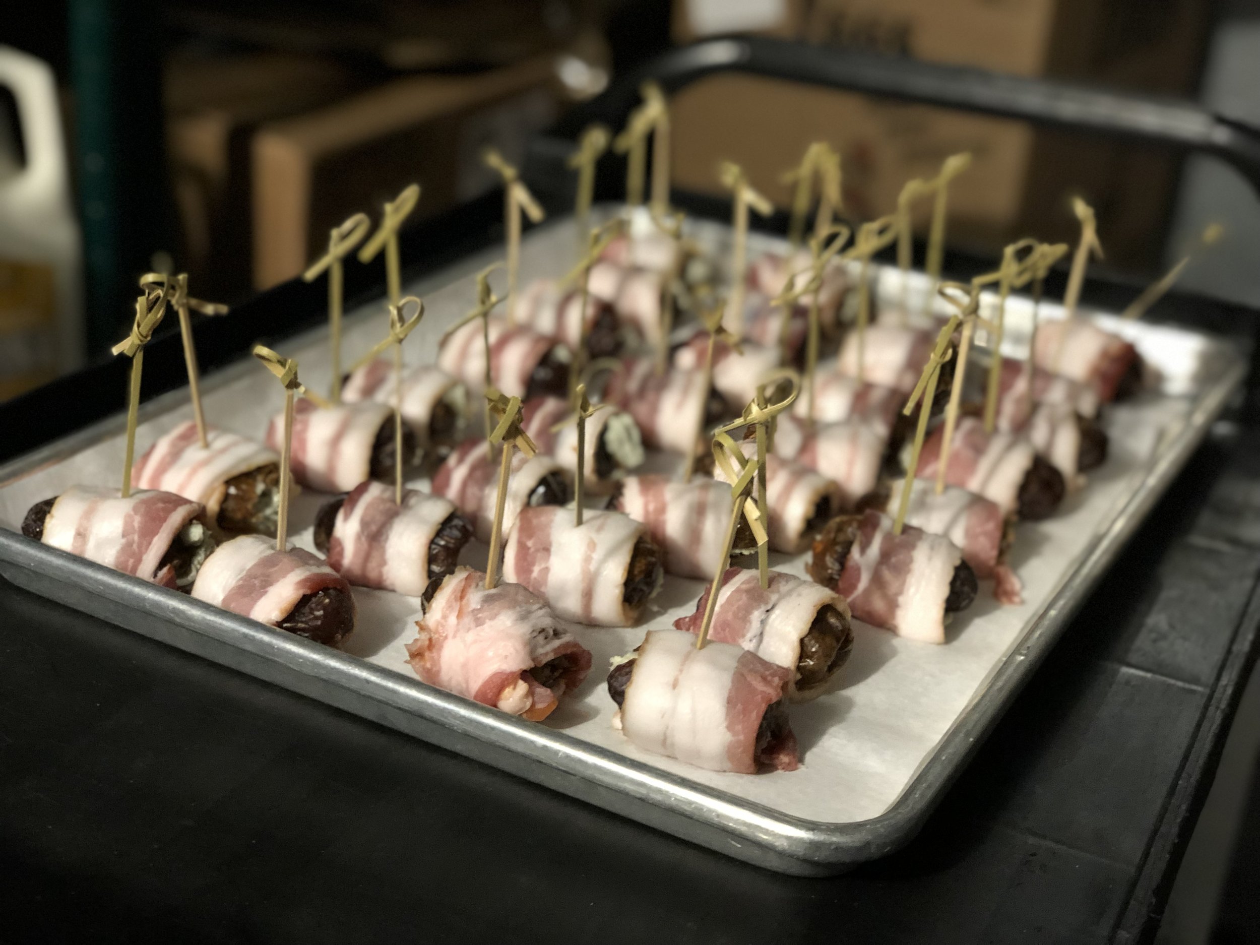 Medjool Dates Wrapped in Bacon Stuffed With Gorgonzola