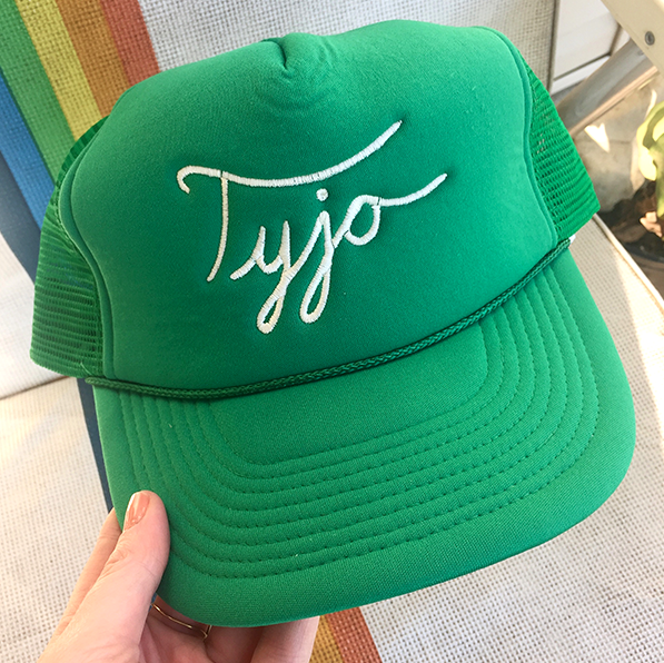 Tyjo hat design for Tyler Jordan and The Negative Space. Embroidery by Riot Printing Co., 2018.