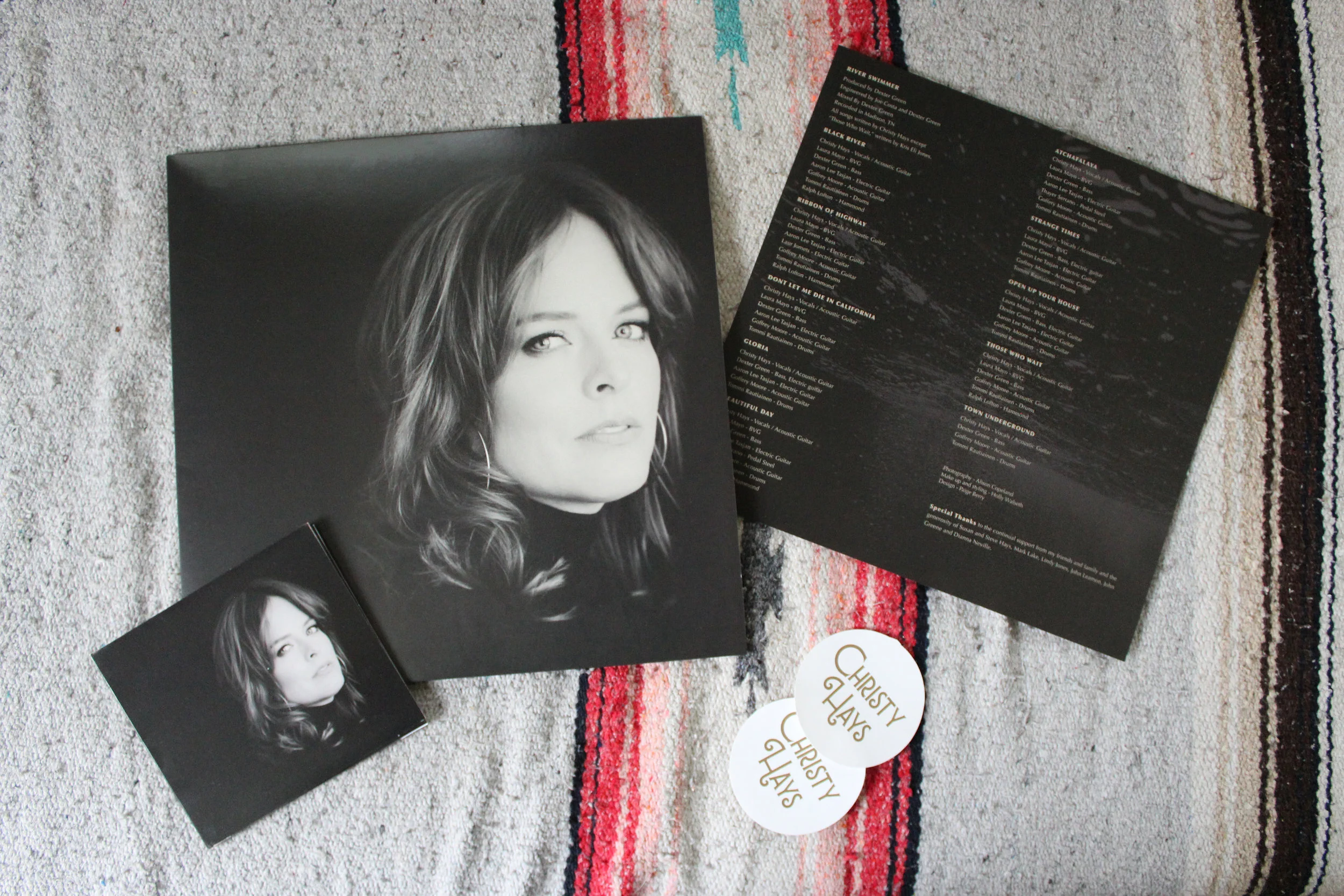 River Swimmer album and sticker design for Christy Hays, 2018.
