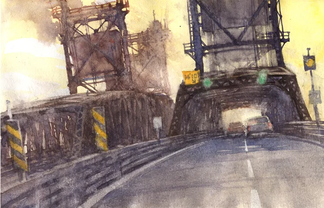 Bridge Study 8 6"x9" watercolor sketchbook page