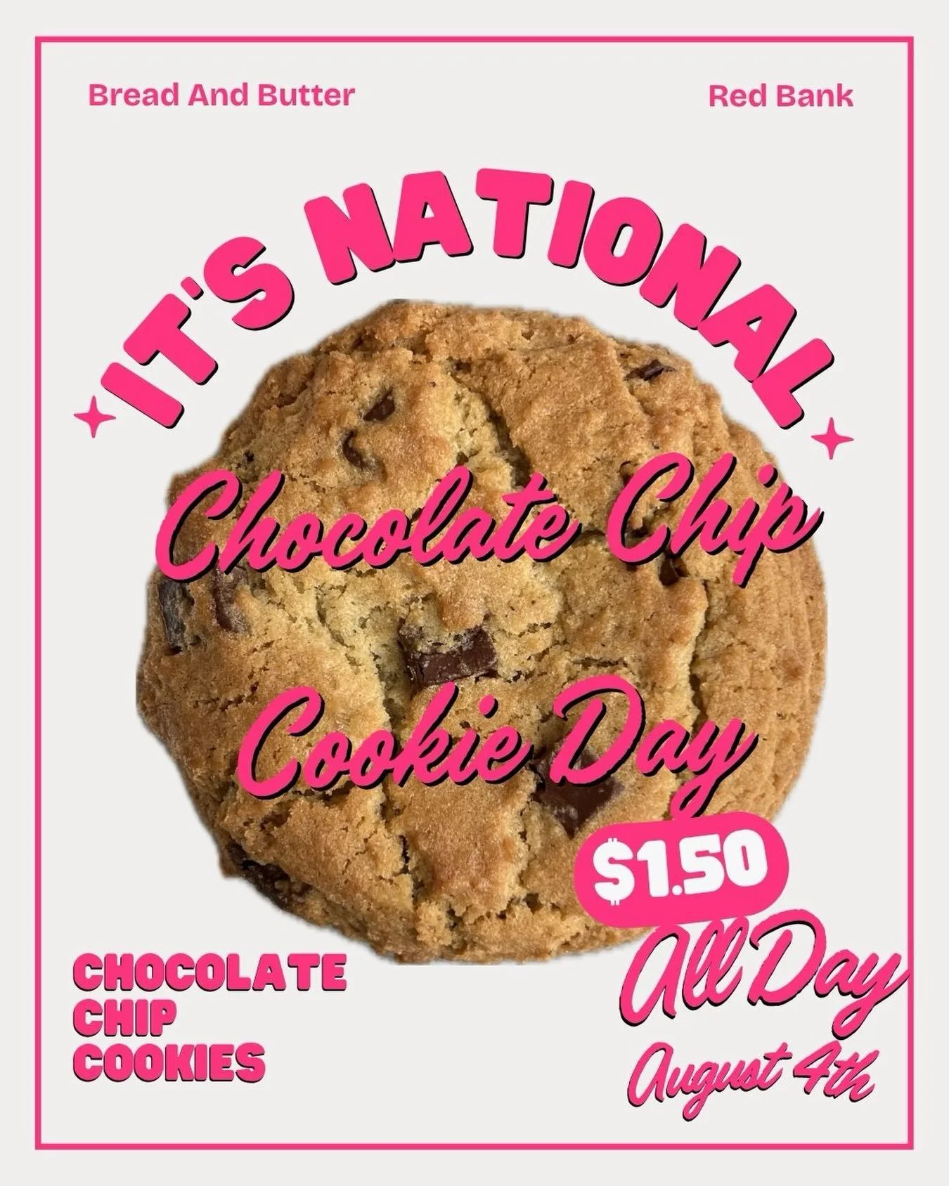 Happy National Chocolate Chip Cookie Day! 🍪🥳🙌

We&rsquo;re celebrating with $1.50 Salted Chocolate Chip Cookies all day long! 

See you soon! 

#local #smallbusiness #nationalchocolatechipcookieday #cookie #pastry