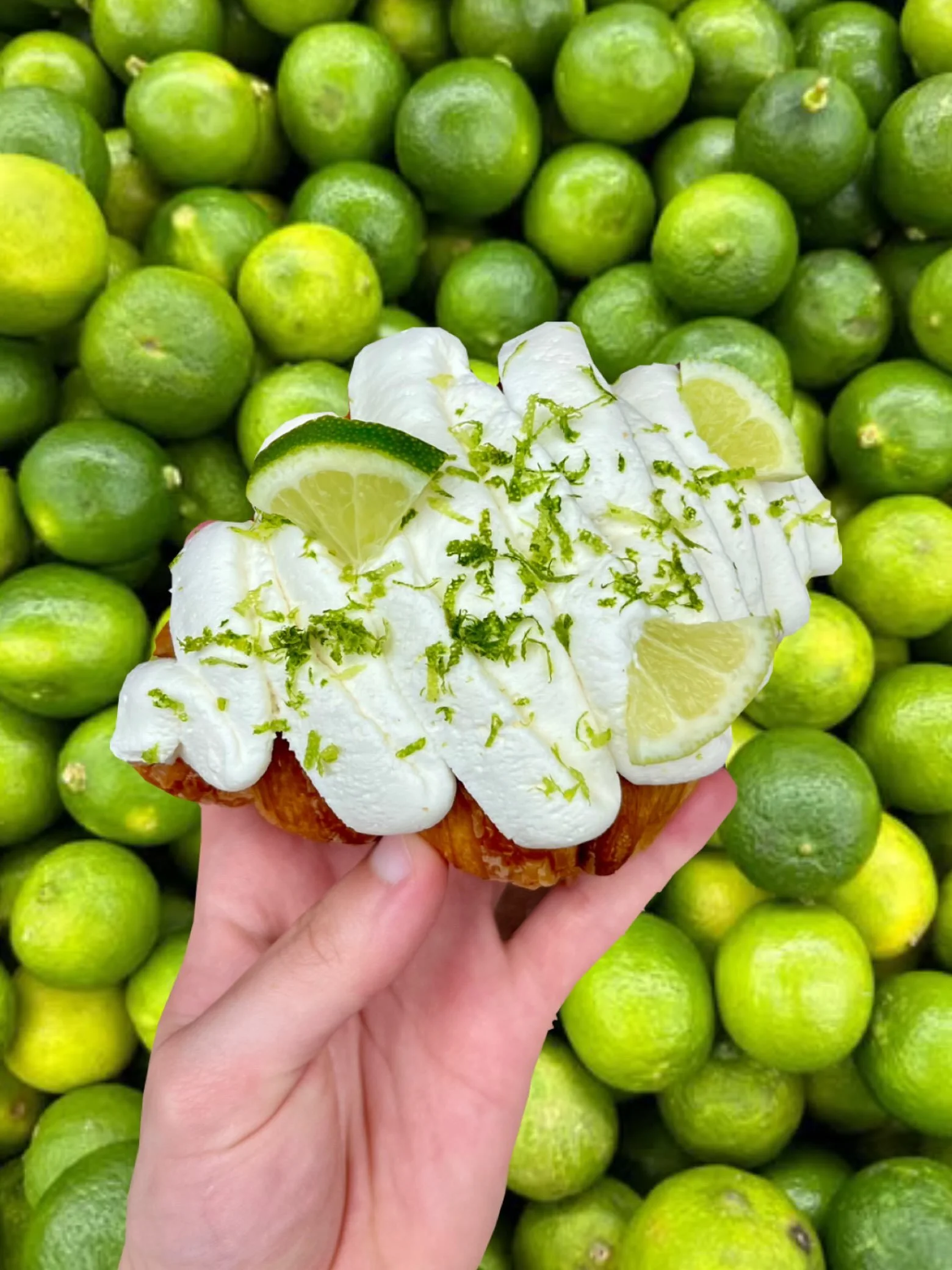 Introducing August&rsquo;s Croissant Of The Month: The Key Like Croissant 🍋&zwj;🟩🌞🙌

This beauty is filled with a flavorful lime mousse and topped with a light, fluffy house-made whipped cream, fresh lime zest and lime wedges! 🍋&zwj;🟩

Help us 