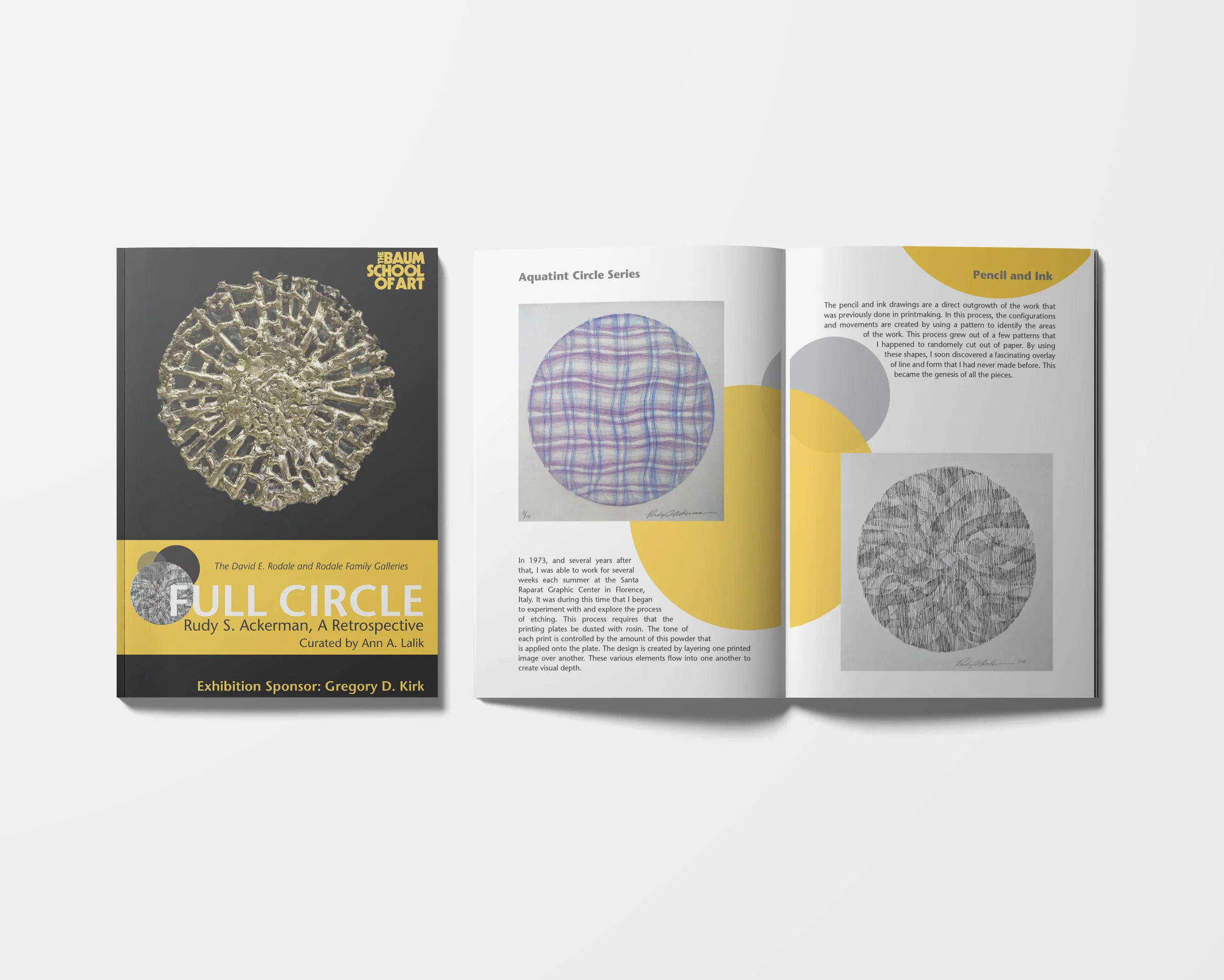The Baum School of Art – Allentown, PA Non-profit Community Art School Exhibition catalog for Rudy S. Ackerman, a local sculptor, printmaker and painter.