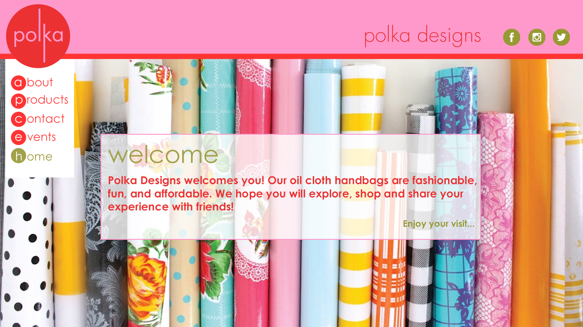   Website Concept  POLKA DESIGNS Oilcloth handbags and accessories  