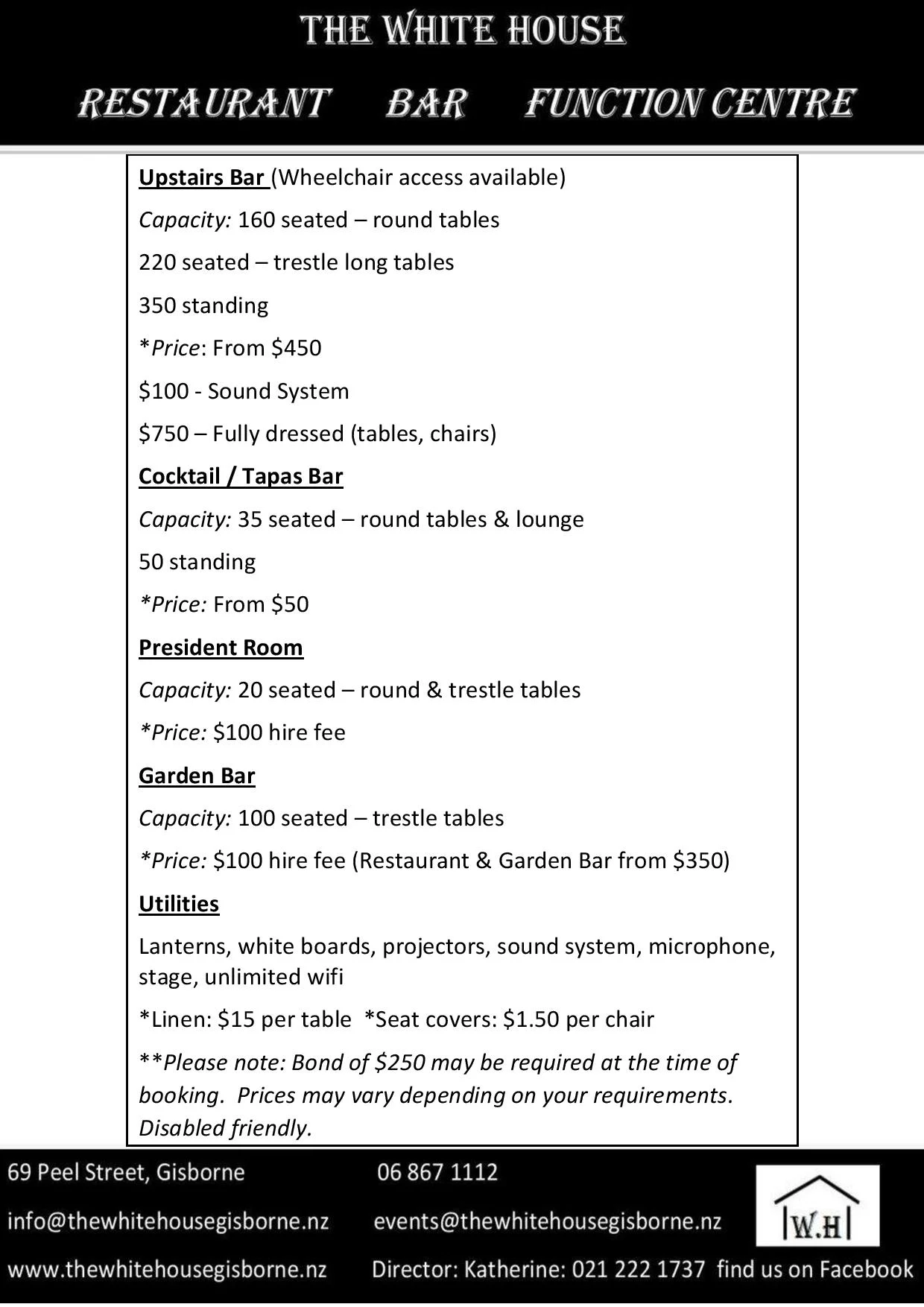 Download the Function space hire fee PDF here