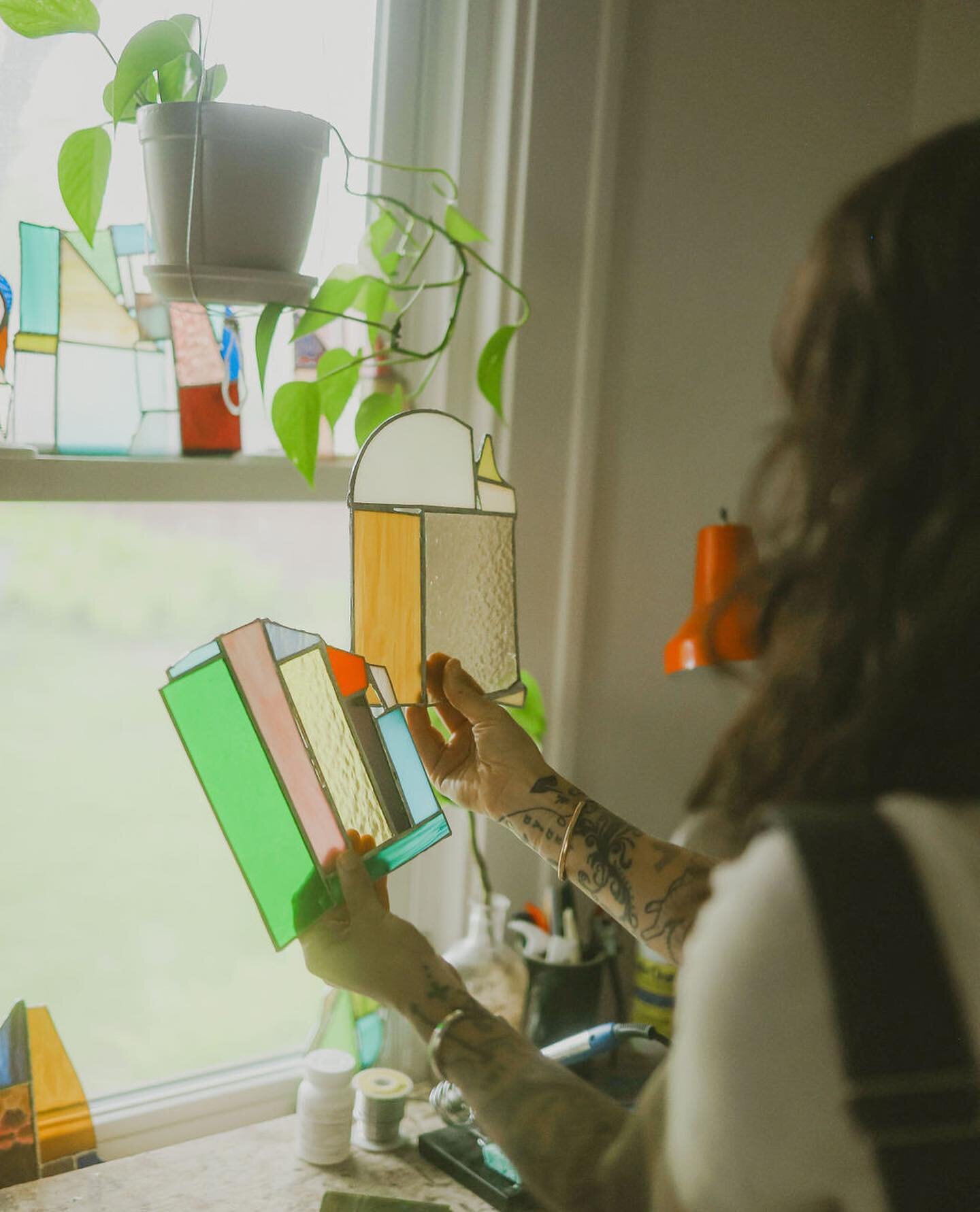 Massive gratitude for everyone who purchased a stained glass last week. I hope you stare at them as much as I do. I love finding the surprise marks of colored light they make in my space throughout the day. These are my favorite thing to make right n