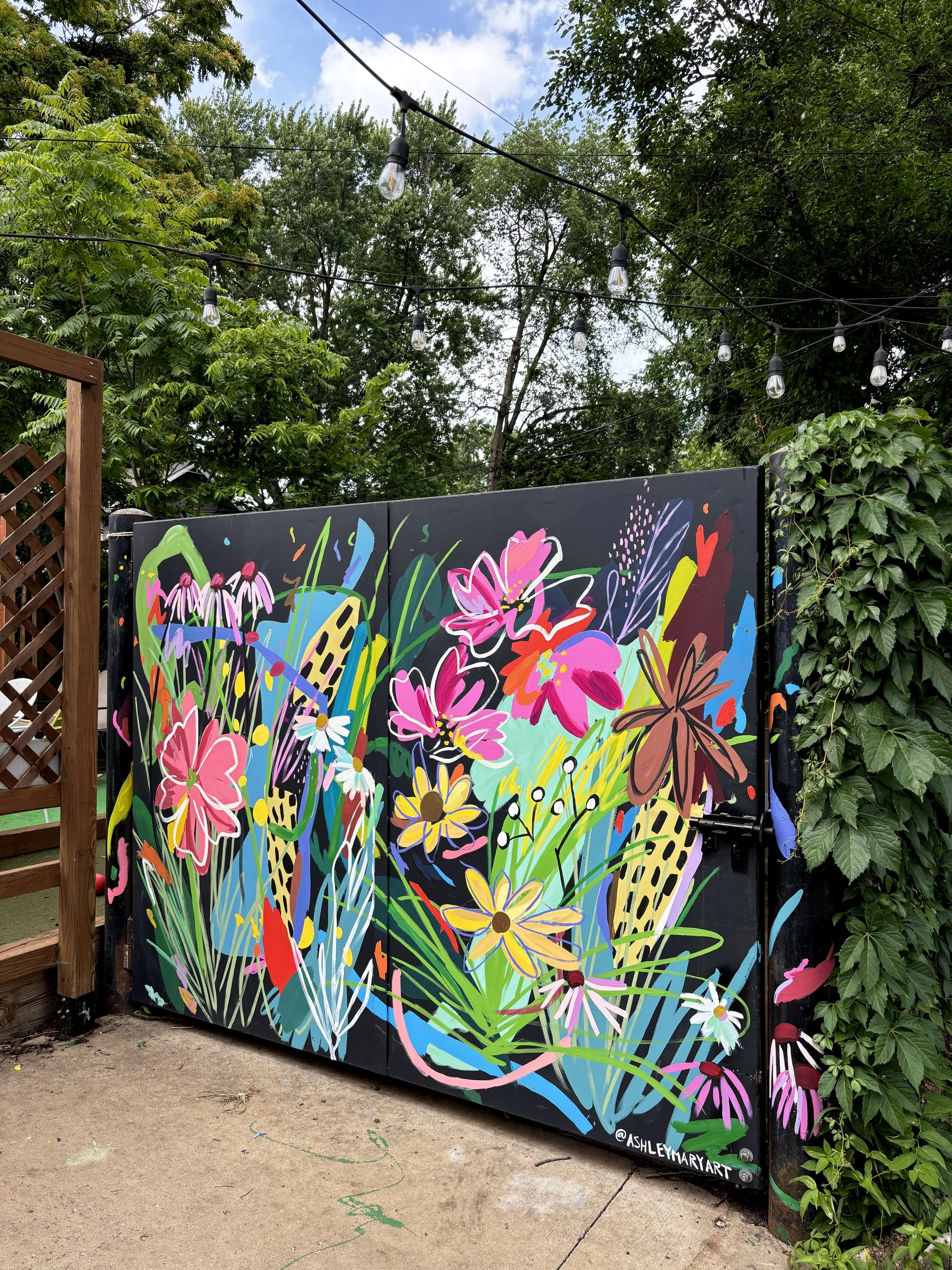 abstract floral mural by Ashley Mary in des moines, Iowa